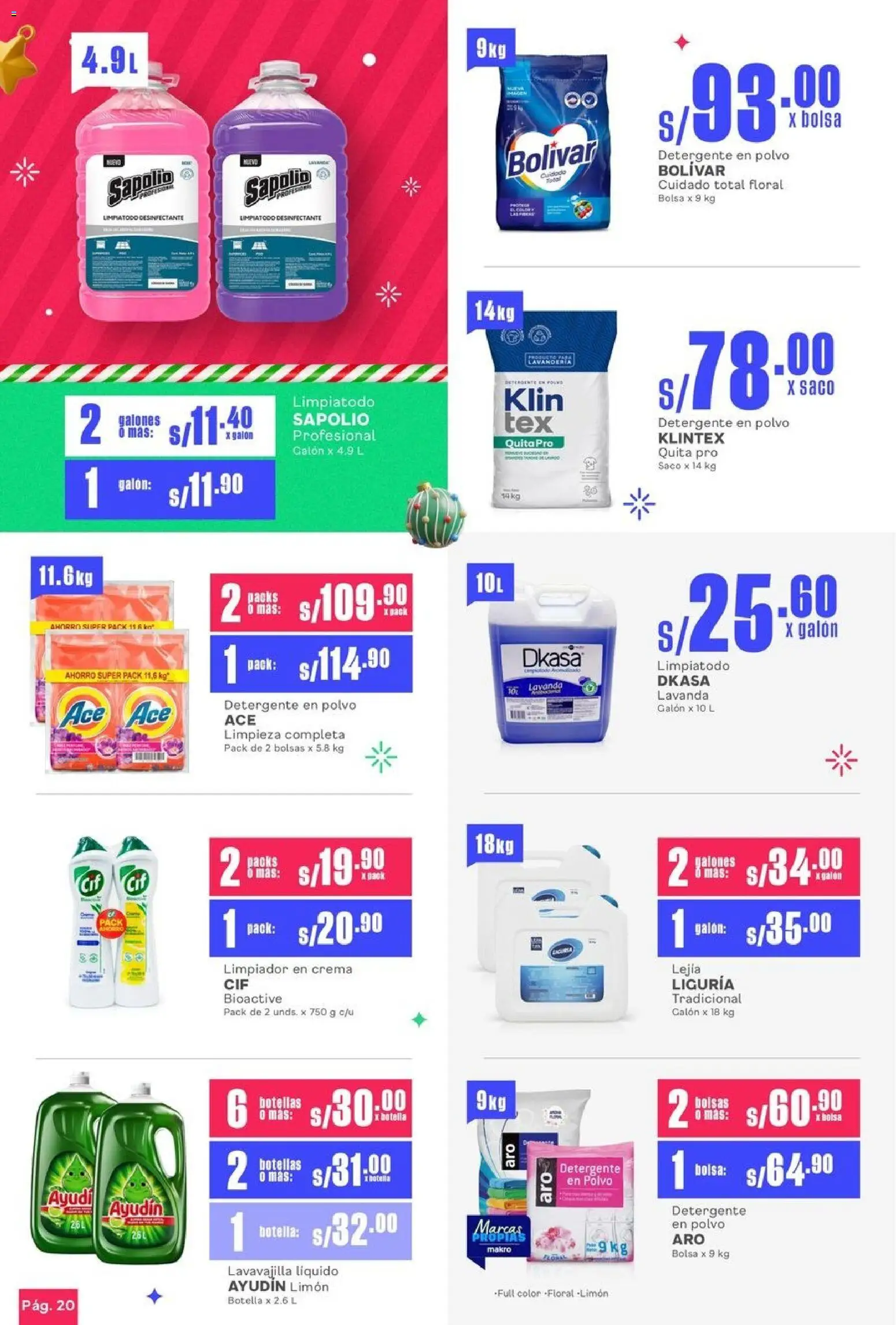 Catálogo Makro válido desde 01.12.2025 | Página: 21 | Productos: Detergente, Saco, Bolsa, Polvo