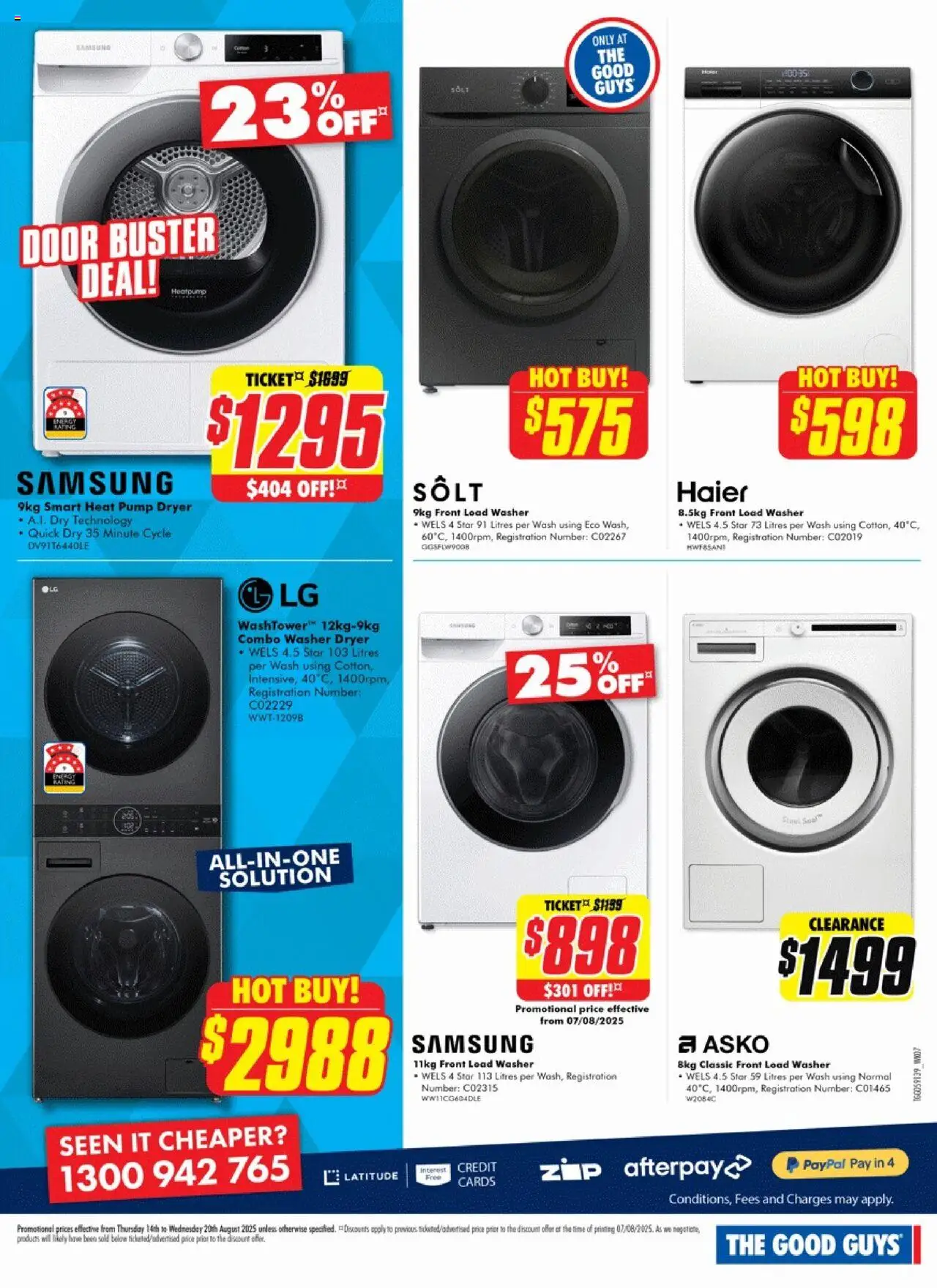 The Good Guys catalogue - valid from 13.08.2025 | Page: 4 | Products: Door, Dryer, Washer