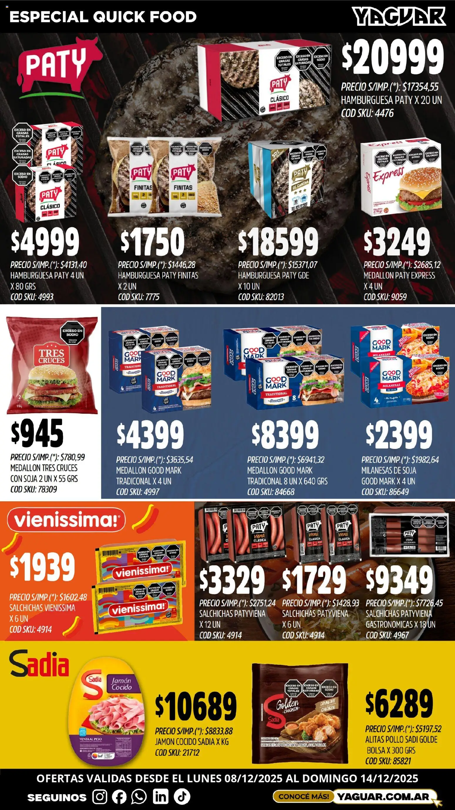 Yaguar catálogo │ válido desde el 08.12.2025 | Página: 1 | Productos: Peso, Pollo, Jamón cocido, Jamón