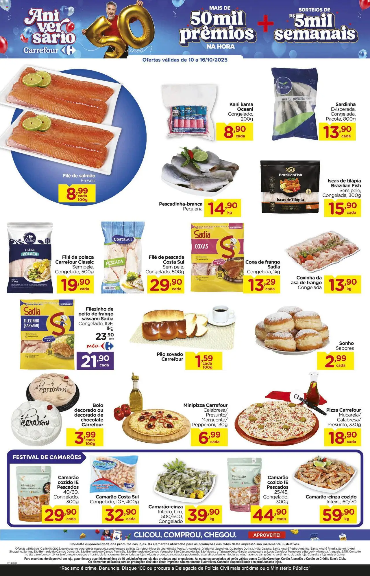 Carrefour Folheto - válido de 10.10.2025 | Página: 3 | Produtos: Coxa de frango, Asa de frango, Pão, Peito de frango