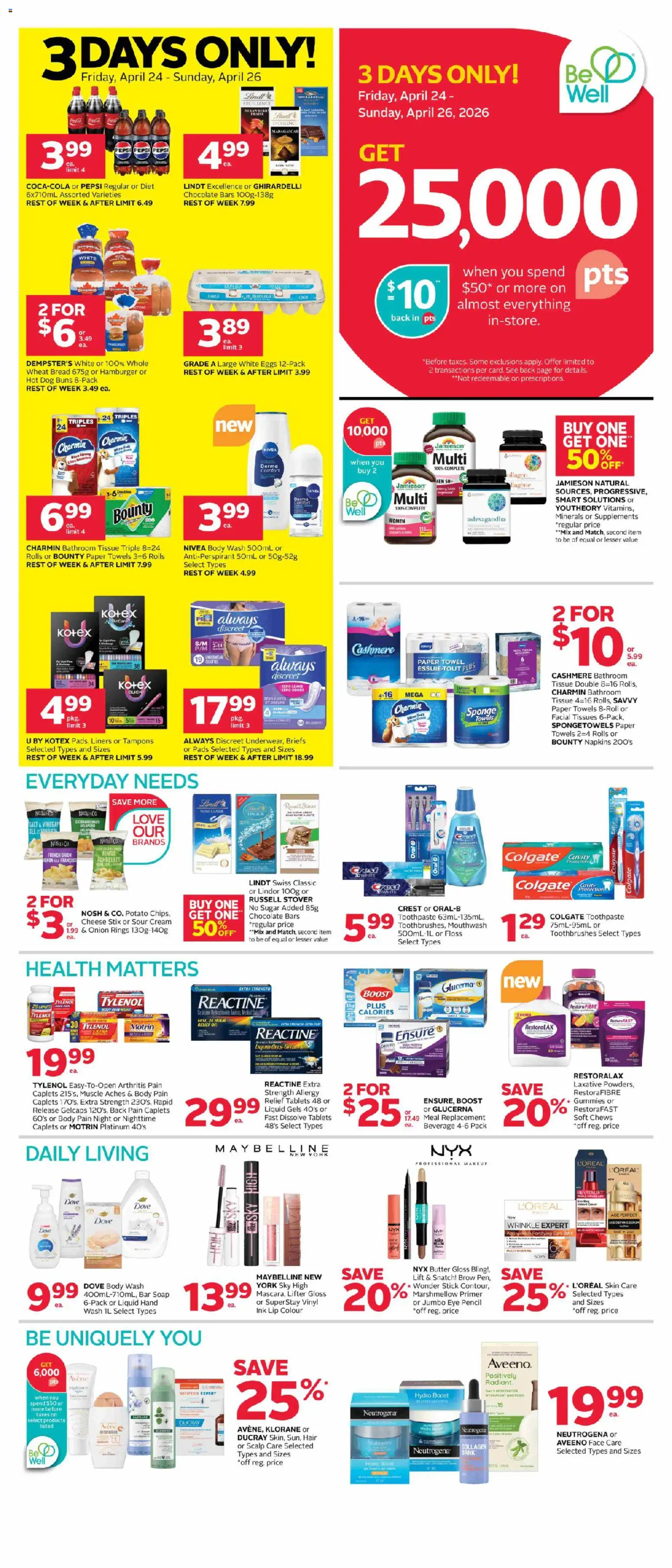 Rexall flyer valid from 24.04.2026 | Page: 2 | Products: Sour cream, Butter, Eggs, Briefs