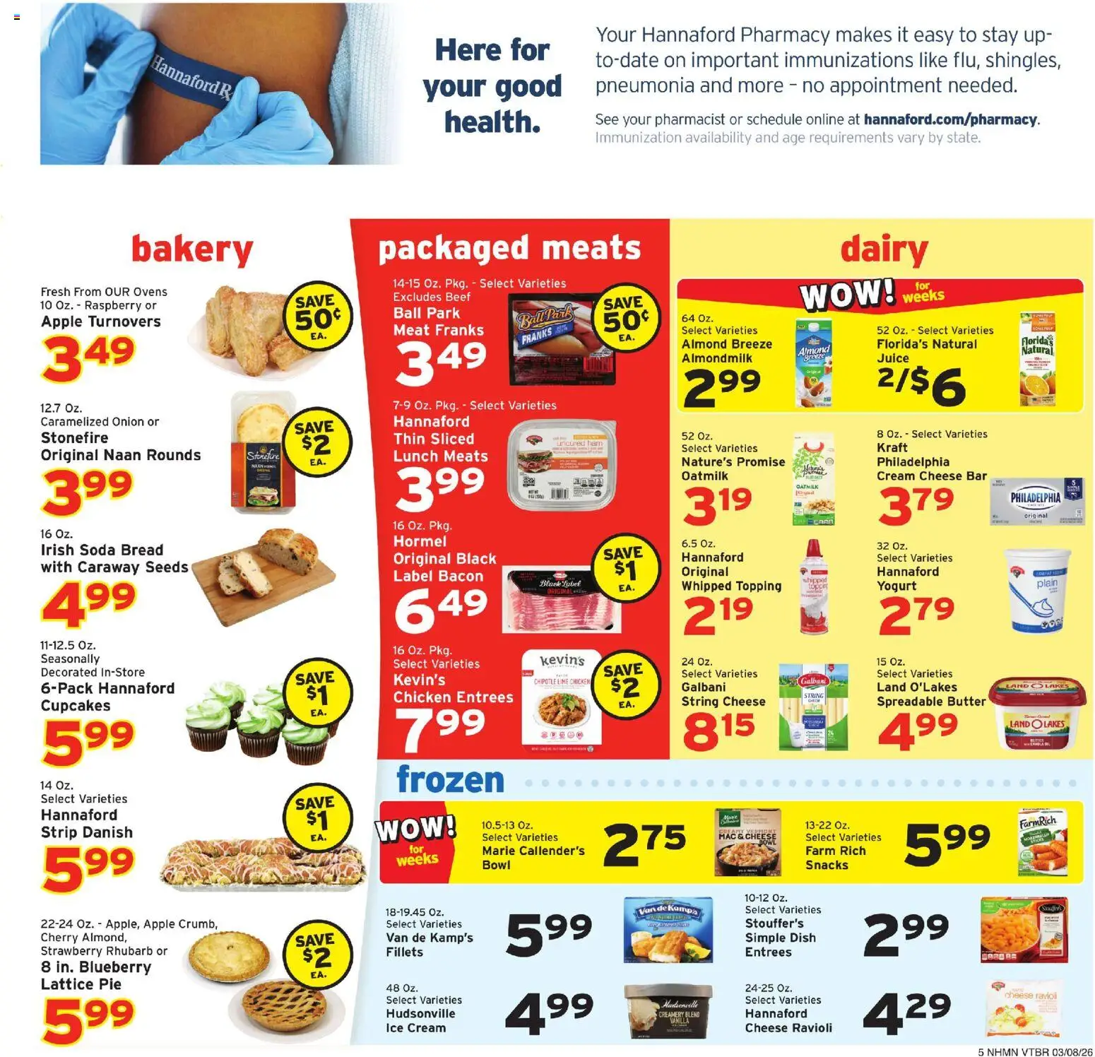 Hannaford Weekly Ad - valid from 08.03.2026 | Page: 5 | Products: Cheese, Ice cream, Lime, Onion
