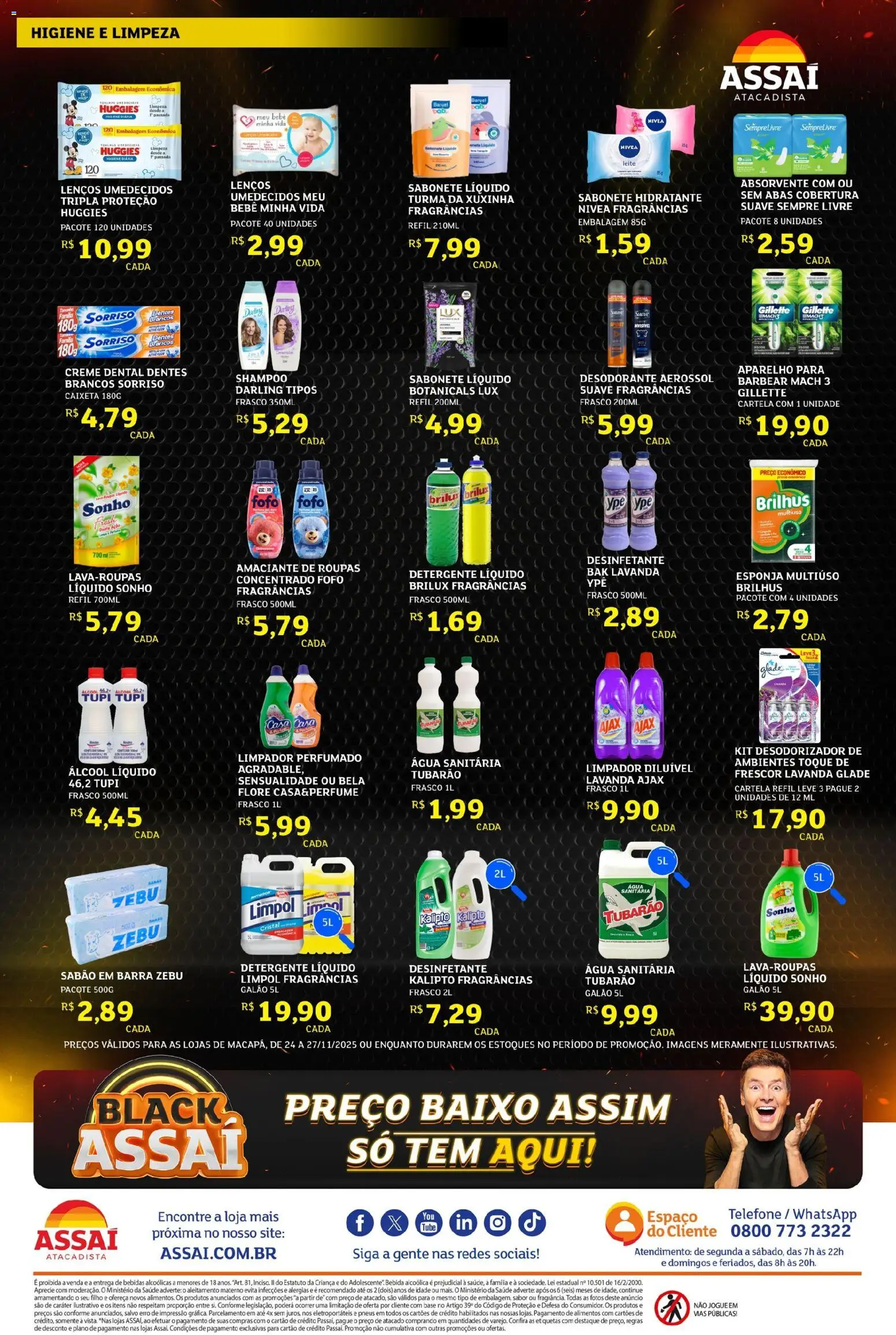 Assaí Atacadista Folheto - válido de 24.11.2025 | Página: 4 | Produtos: Shampoo, Sabão em barra, Detergente, Sabonete