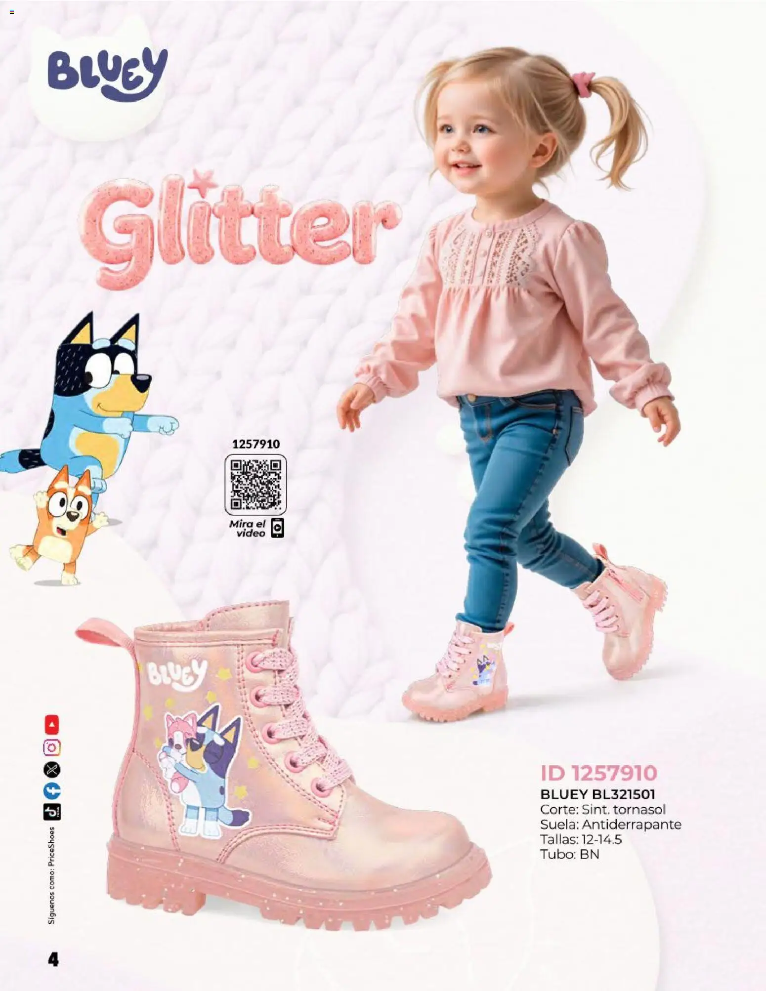 Nuevas ofertas de Price Shoes válidas en toda la República Mexicana desde el 27.10.2025. ¡Encuentra las mejores ofertas en Price Shoes catálogo Kids todo en uno! | Página: 4 | Productos: Glitter, Video
