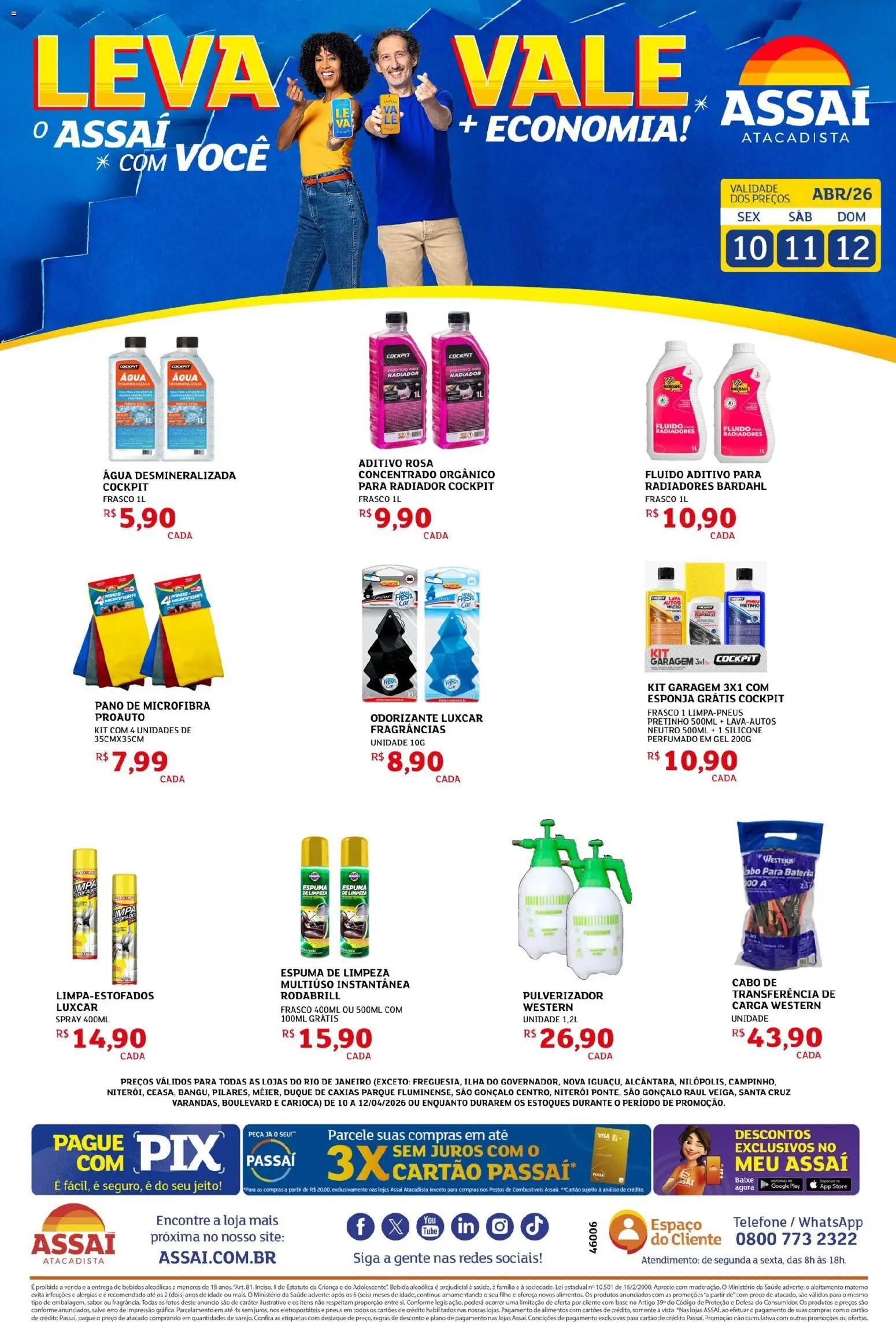 Assaí Atacadista Folheto - válido de 10.04.2026 | Página: 1 | Produtos: Bateria, Base, Bebida, Cabo
