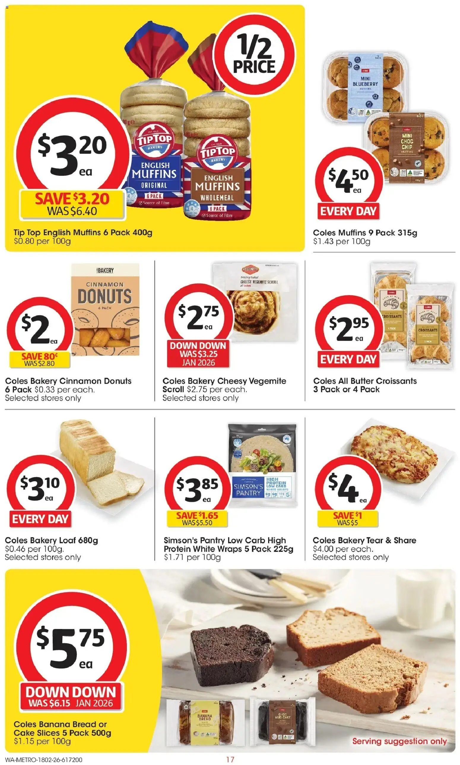 Coles catalogue - valid from 18.02.2026 | Page: 17 | Products: Butter, Donuts, Bread, Bakery