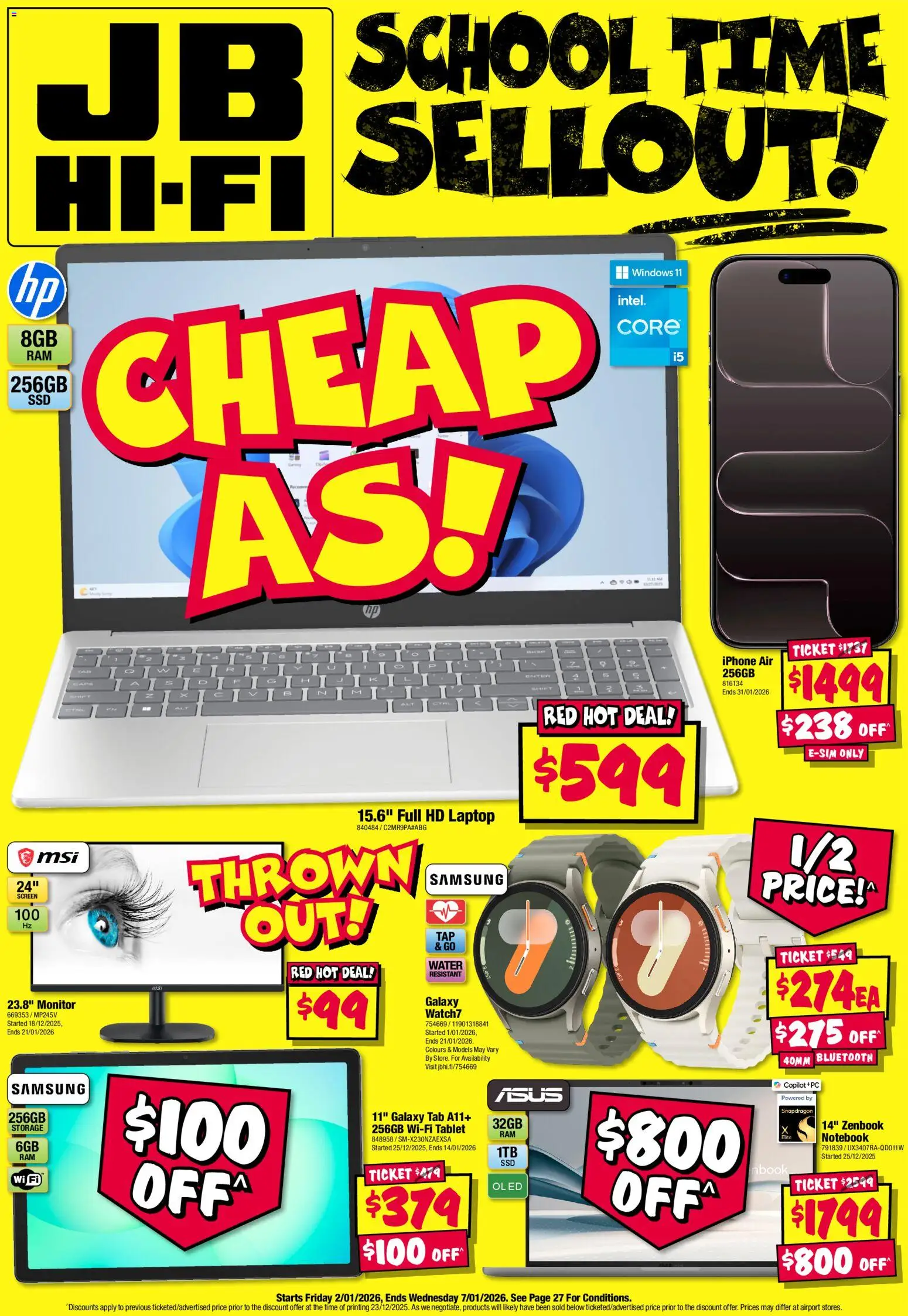 JB Hi-Fi catalogue - valid from 02.01.2026 | Page: 1 | Products: Tablet, Monitor, Iphone, Laptop