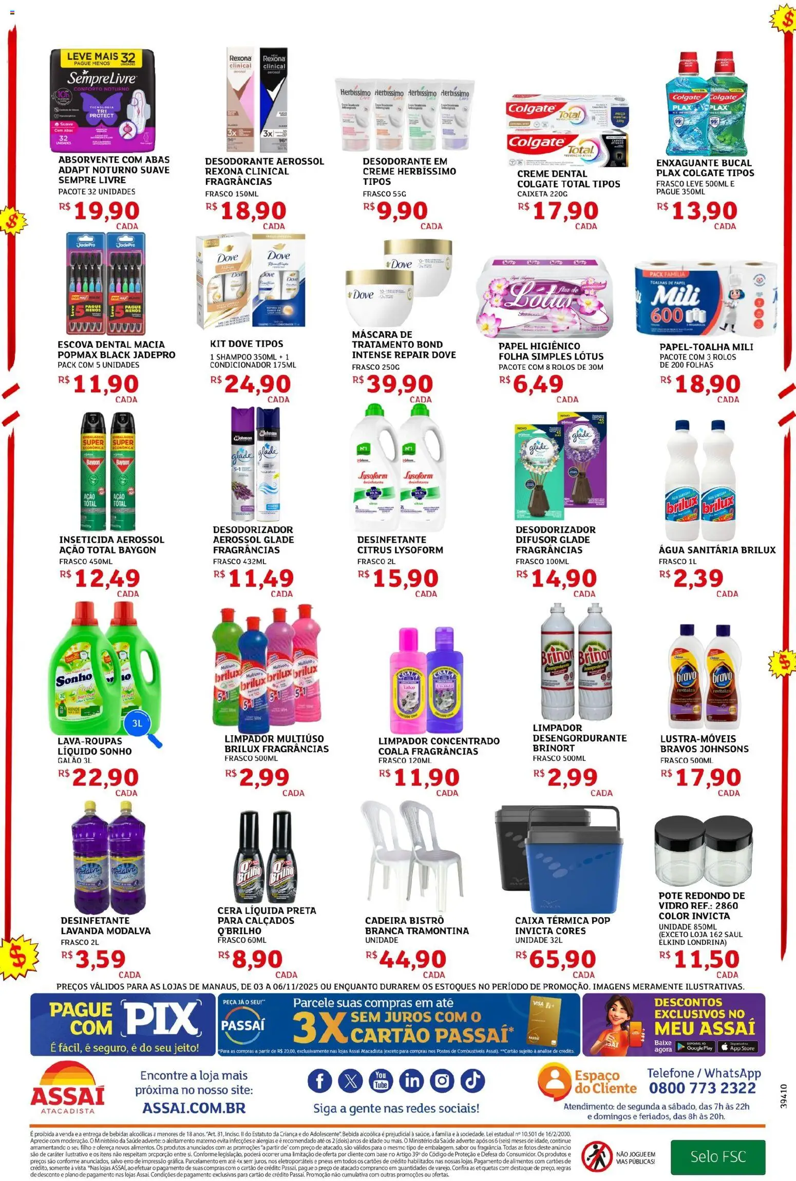 Assaí Atacadista Folheto - válido de 03.11.2025 | Página: 4 | Produtos: Difusor, Cadeira, Rexona, Desinfetante