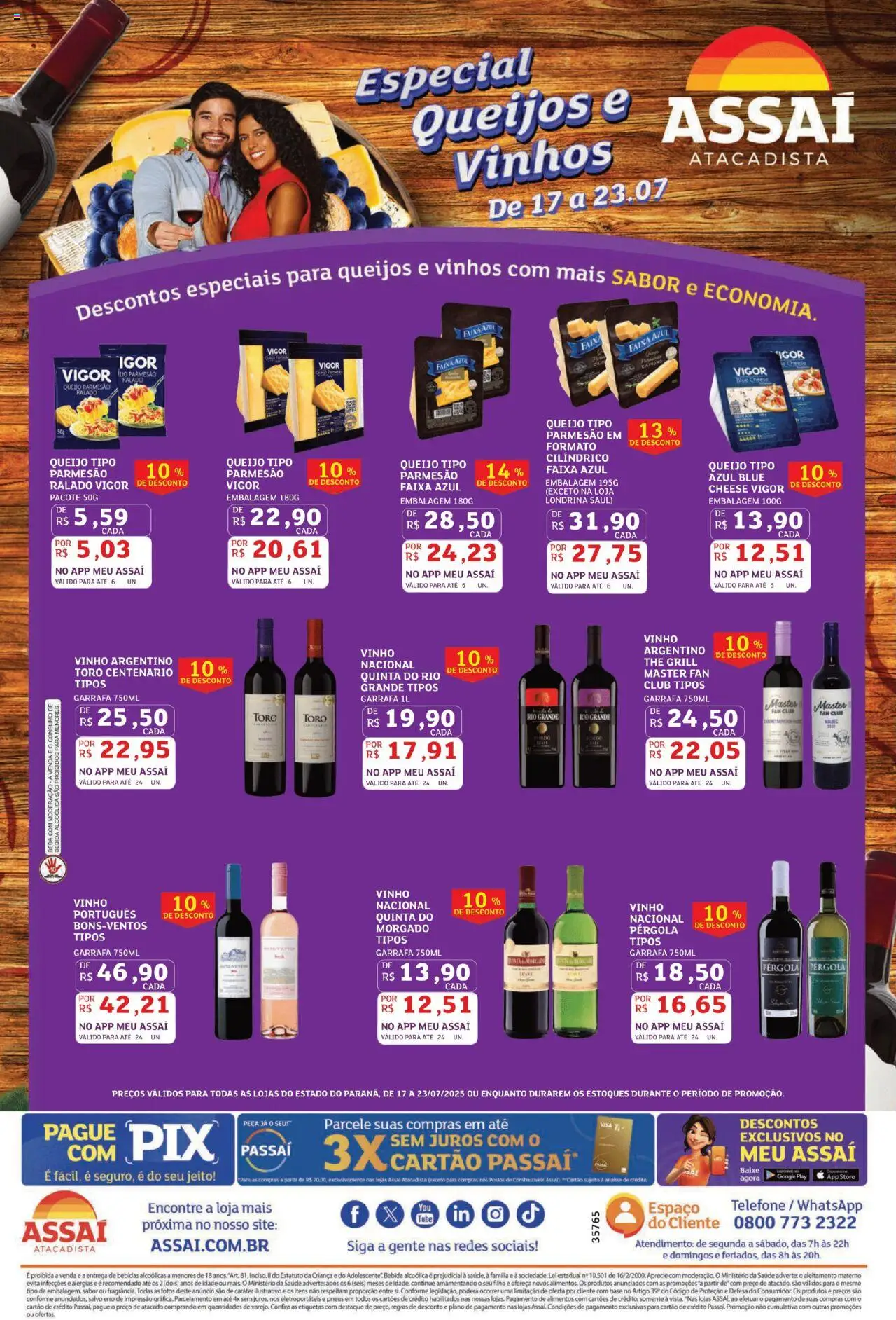 Assaí Atacadista Folheto - válido de 17.07.2025 | Página: 1 | Produtos: Grill, Parmesão, Queijo parmesão, Telefone