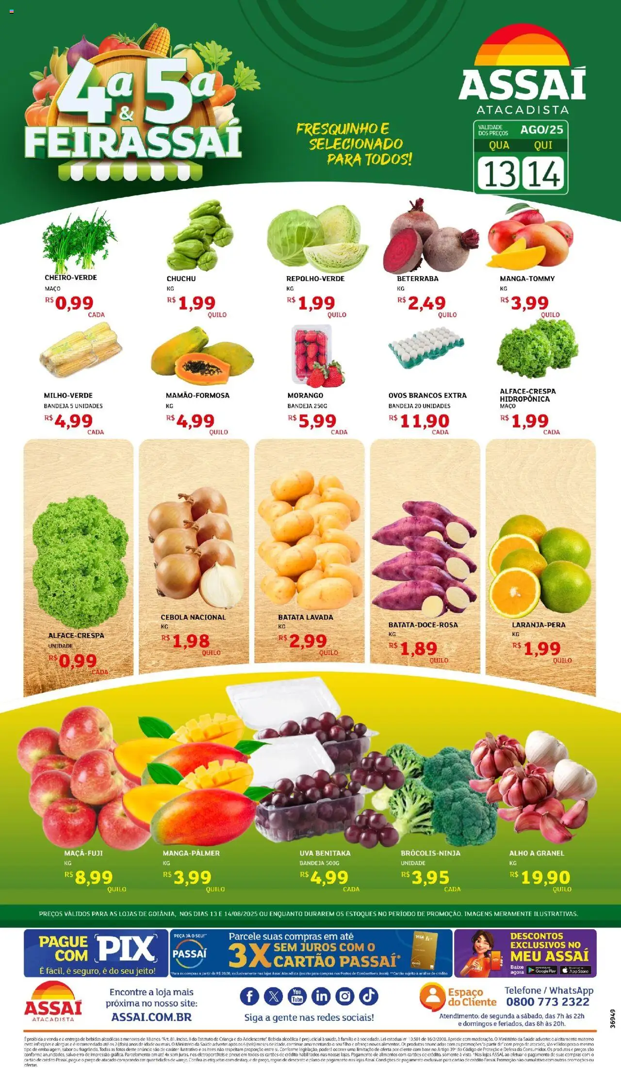 Assaí Atacadista Folheto - válido de 14.08.2025 | Página: 1 | Produtos: Ovos, Pneus, Base, Bandeja