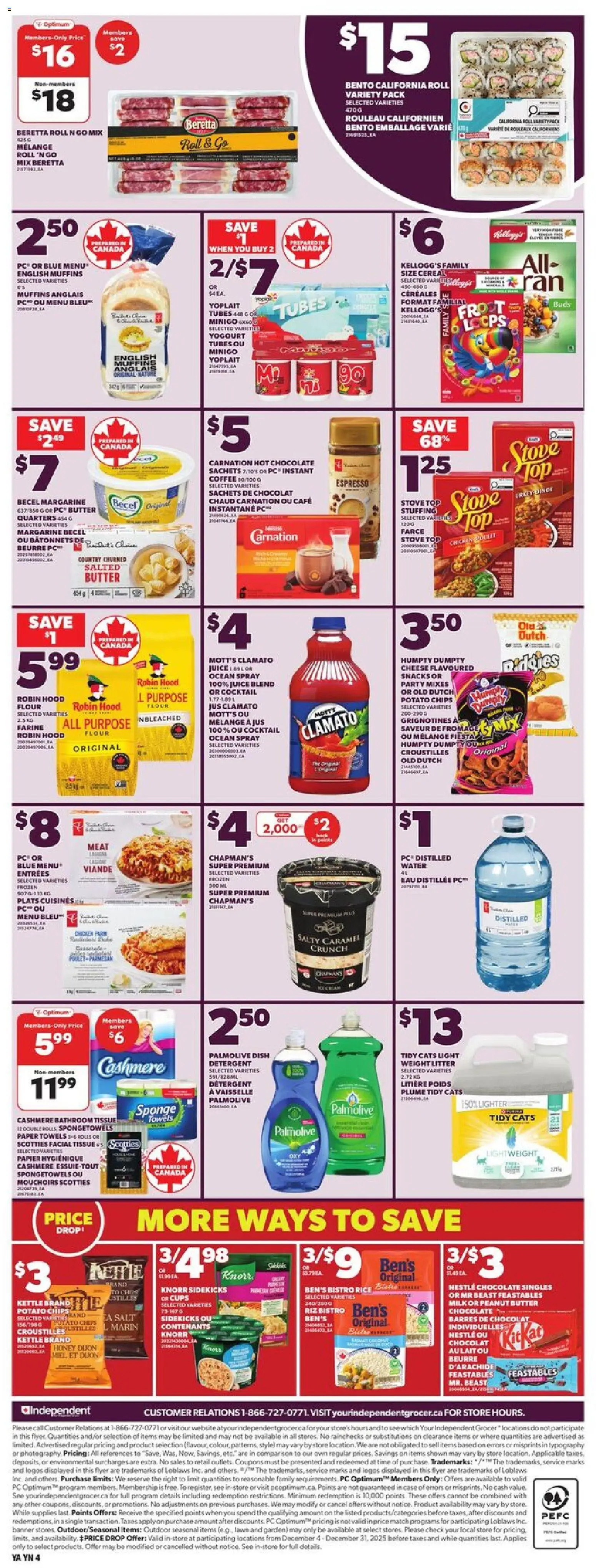 Independent Grocer flyer valid from 11.12.2025 | Page: 4 | Products: Rice, Butter, Cheese, Chicken