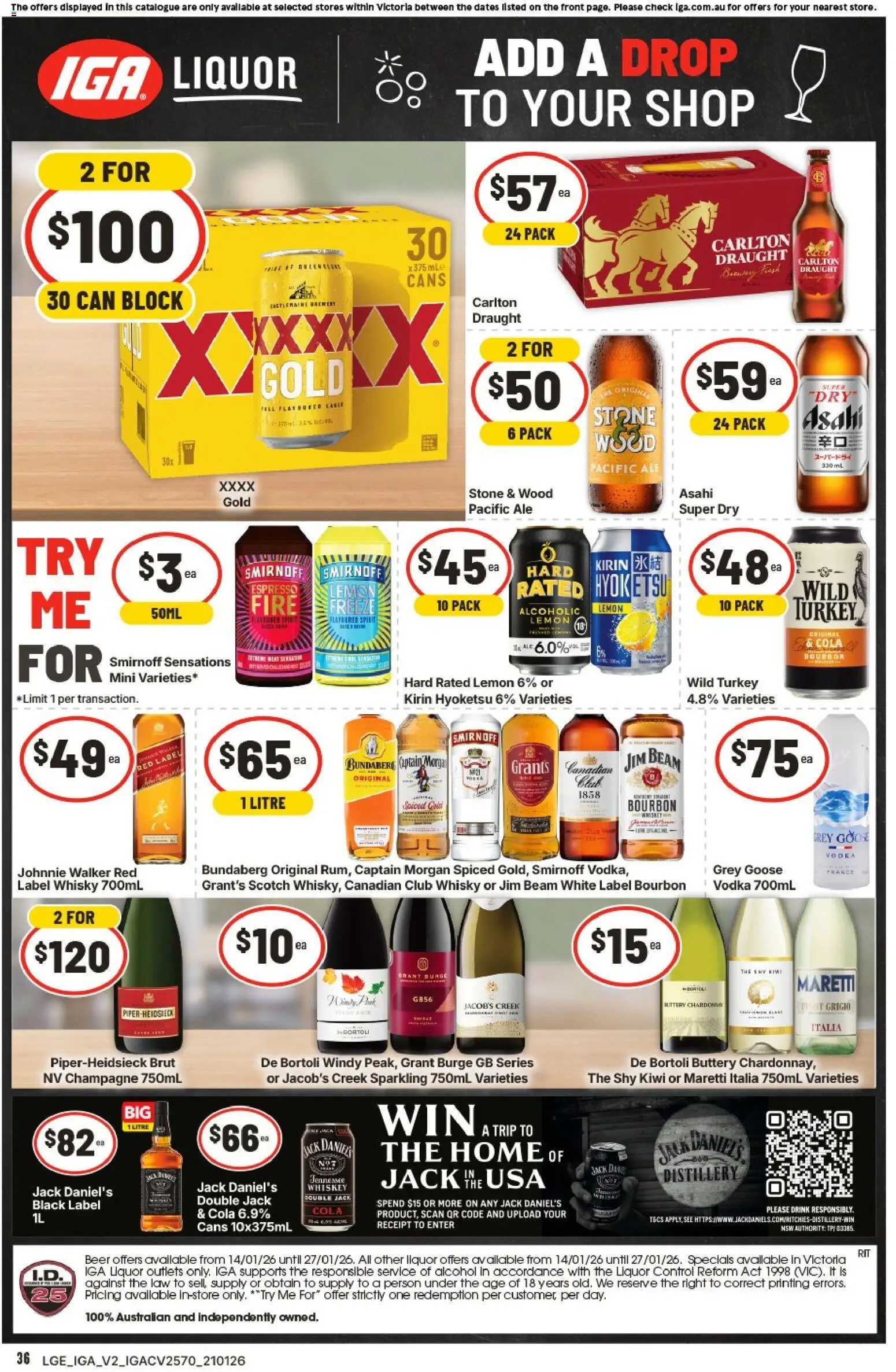 IGA catalogue - valid from 21.01.2026 | Page: 2 | Products: Whiskey, Shirt, Wood, Scotch