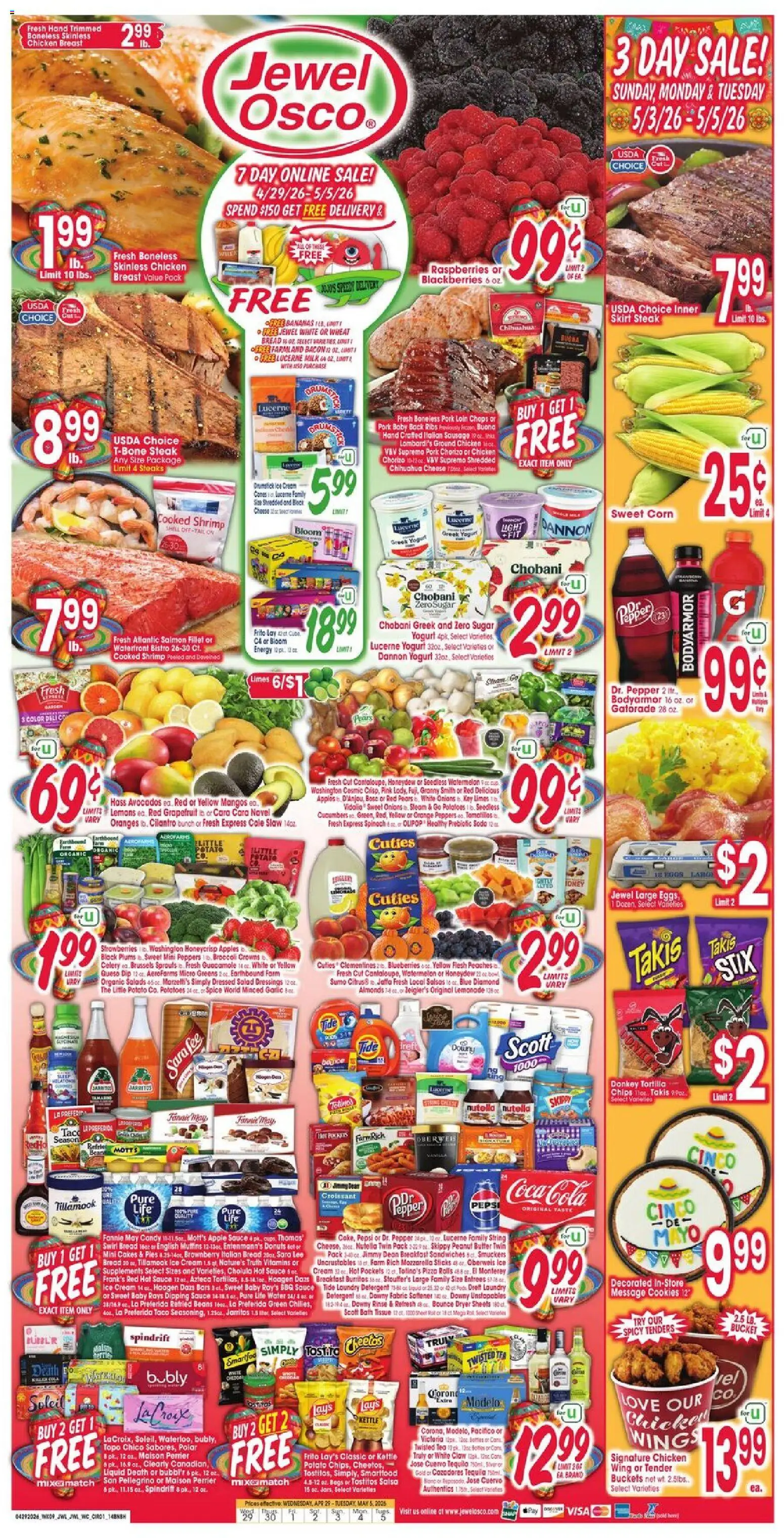 Jewel Osco Weekly Ad - IL - valid from 29.04.2026 | Page: 1 | Products: Strawberries, Cookies, Ice cream, Potatoes