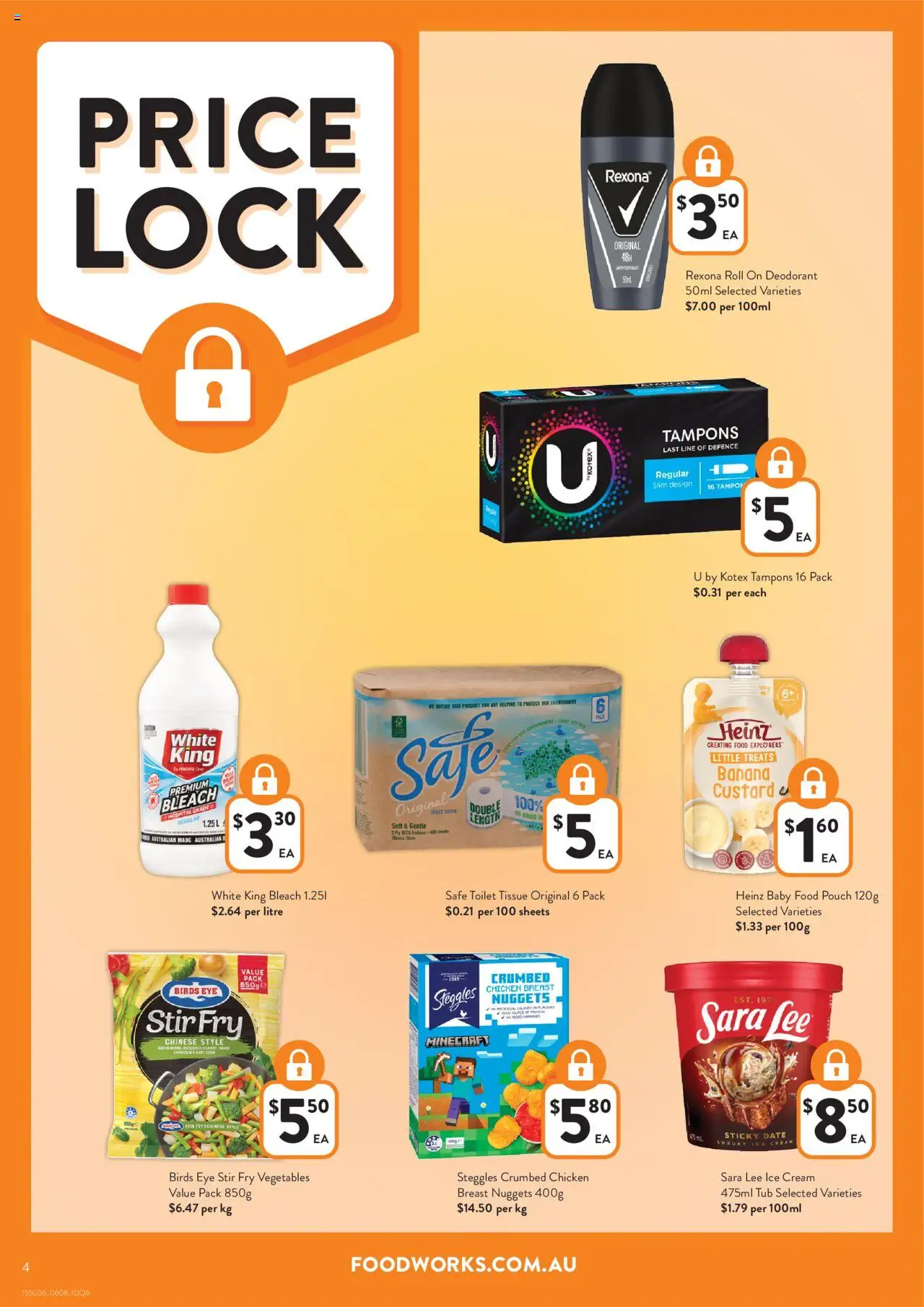 Foodworks catalogue - valid from 06.08.2025 | Page: 4 | Products: Deodorant, Cream, Baby food, Tampons