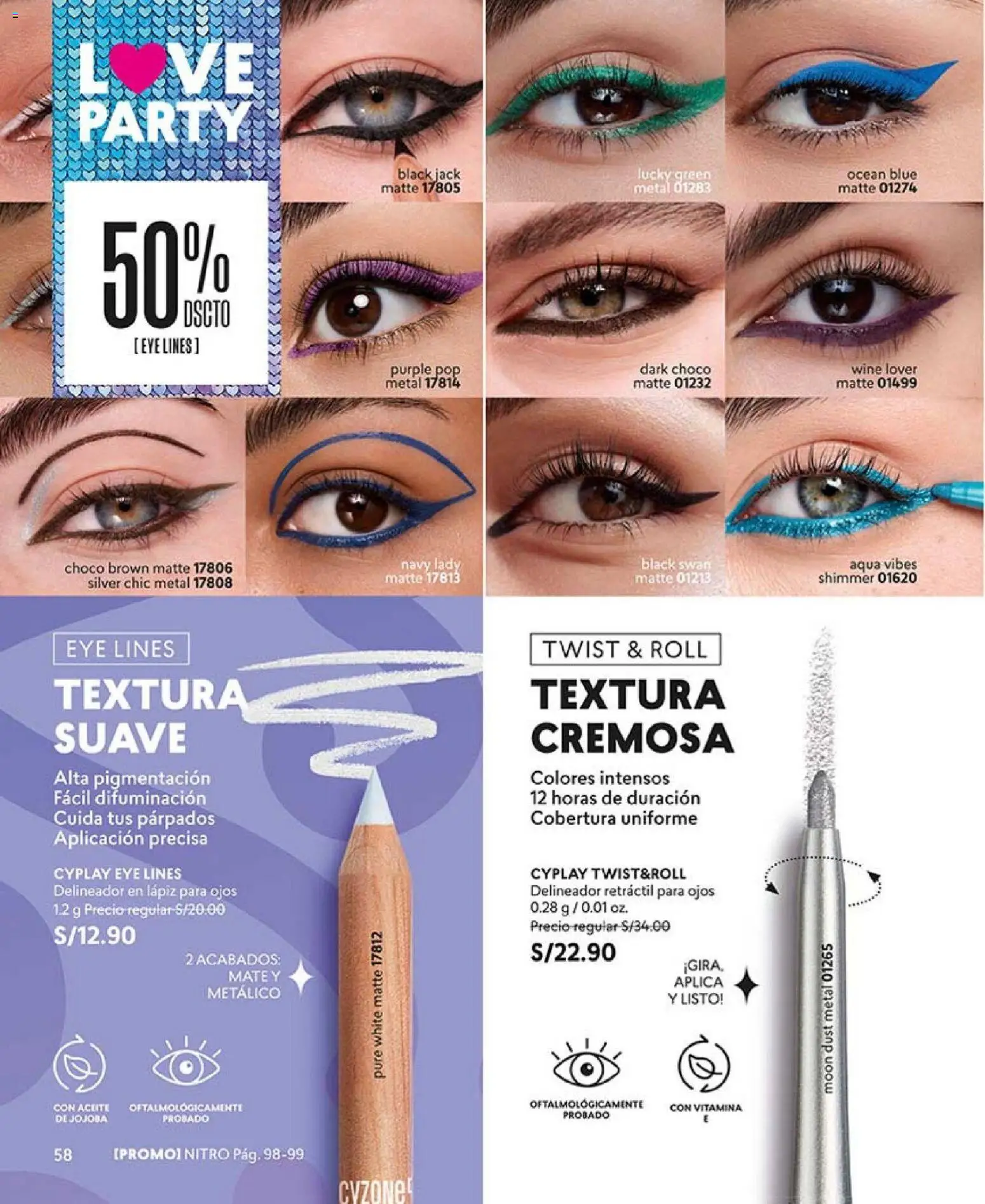 Catálogo CyZone válido desde 17.01.2026 | Página: 58 | Productos: Delineador, Aceite