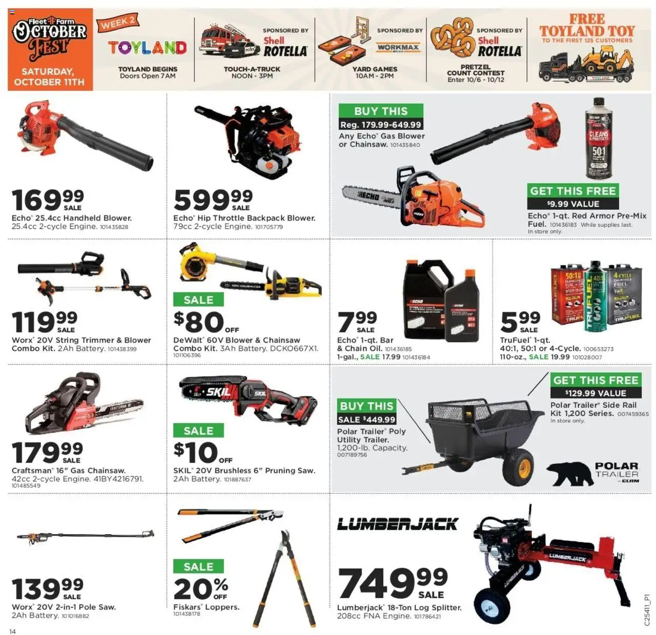 Mills Fleet Farm Weekly Ad - valid from 09.10.2025 | Page: 15 | Products: Chainsaw, Backpack, Throttle, Blower