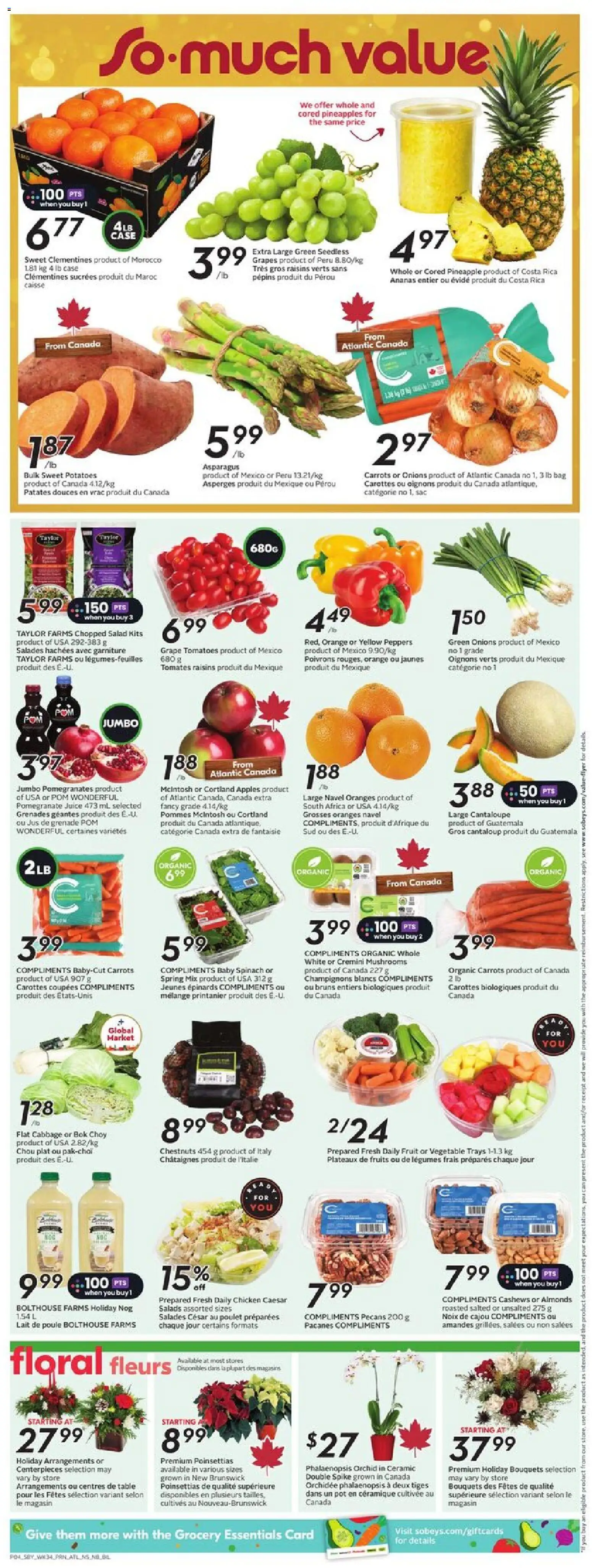 Sobeys flyer valid from 18.12.2025 | Page: 7 | Products: Pineapple, Salad, Bag, Juice
