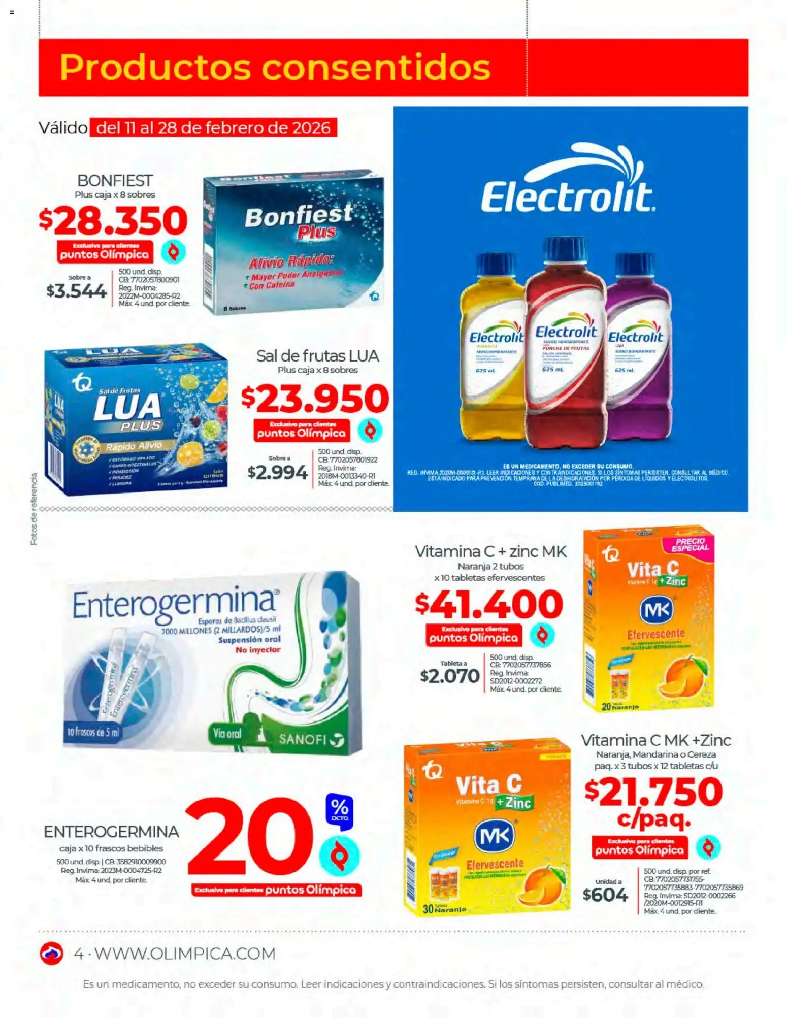 Olímpica revista - valida desde el 01.02.2026 | Página: 4 | Productos: Tableta, Sal, Sobre, Caja