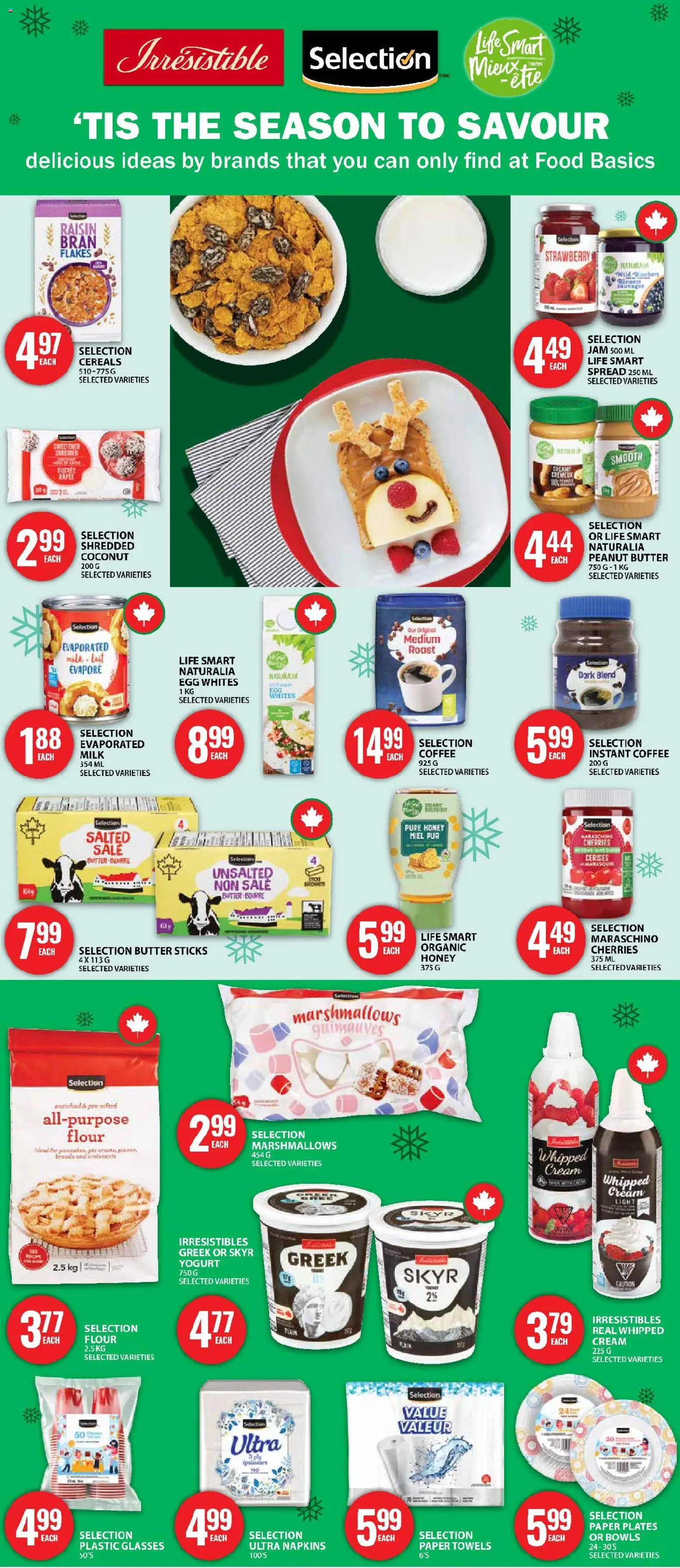 Food Basics flyer valid from 11.12.2025 | Page: 2 | Products: Cereals, Cream, Glasses, Milk