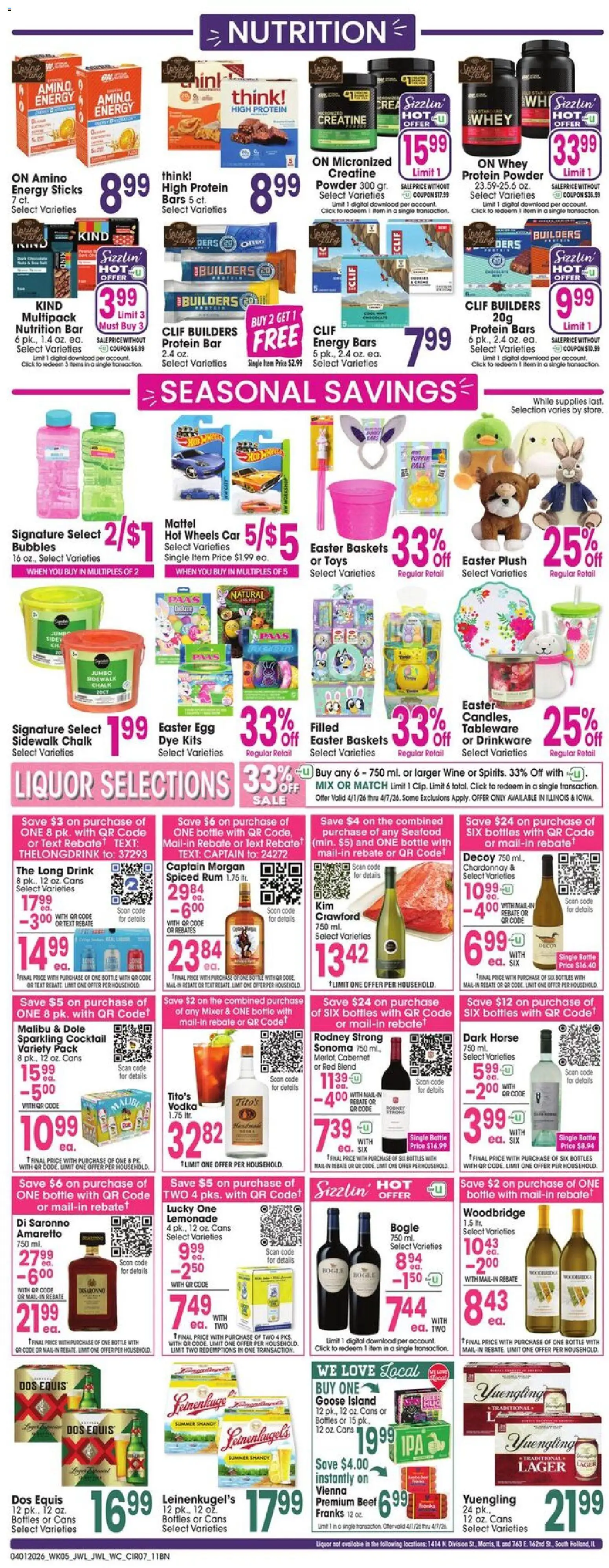 Jewel Osco Weekly Ad - valid from 01.04.2026 | Page: 7 | Products: Creatine, Beef, Vodka, Mixer