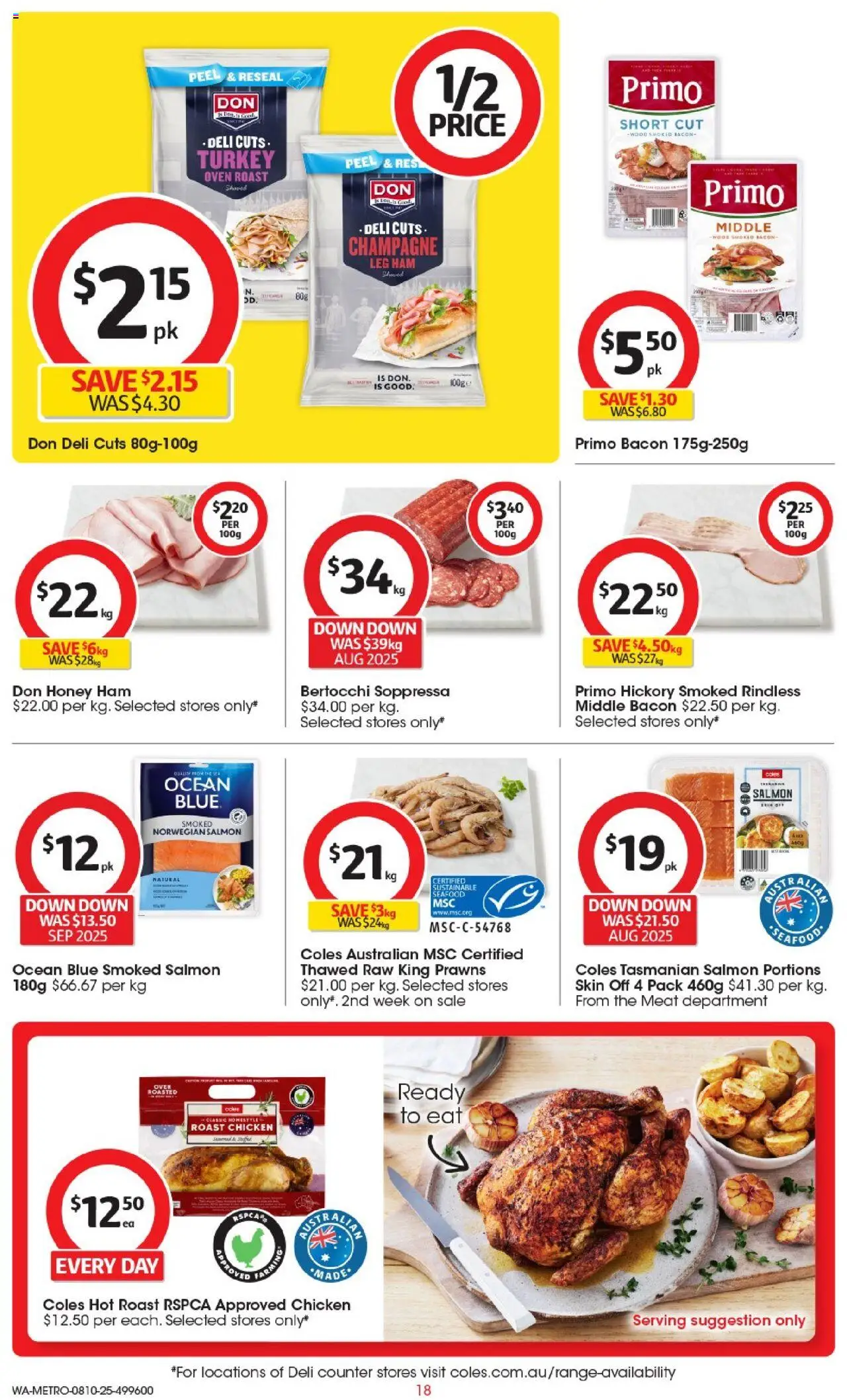 Coles catalogue - valid from 08.10.2025 | Page: 18 | Products: Peel, Sustainable, Seafood, Turkey