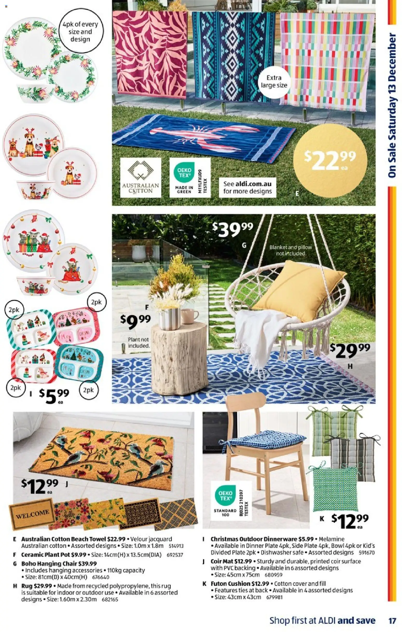 Aldi catalogue - valid from 10.12.2025 | Page: 17 | Products: Chair, Plant pot, Pillow, Blanket