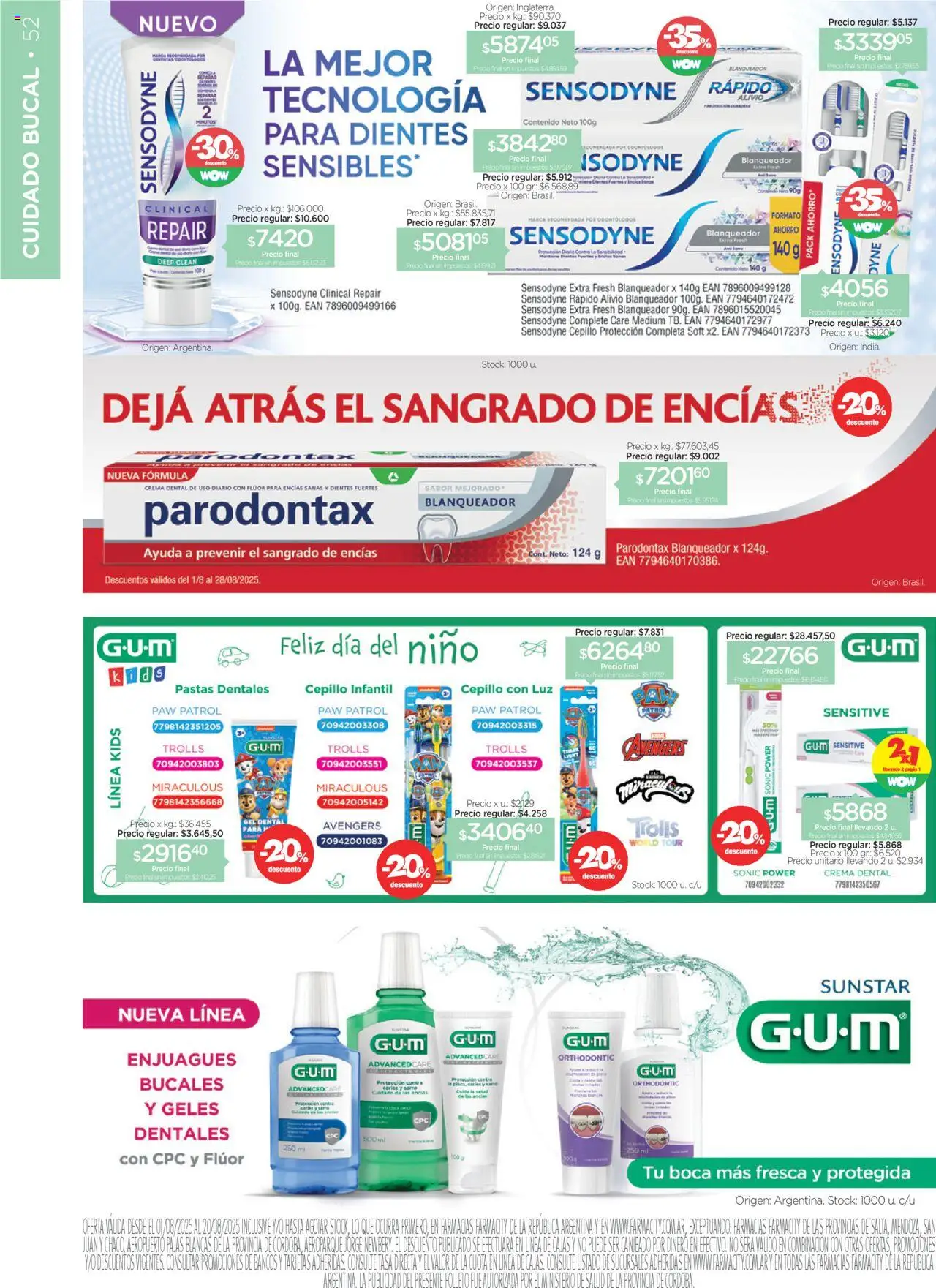 Farmacity catálogo │ válido desde el 01.08.2025 | Página: 52 | Productos: Cepillo, Té, Crema