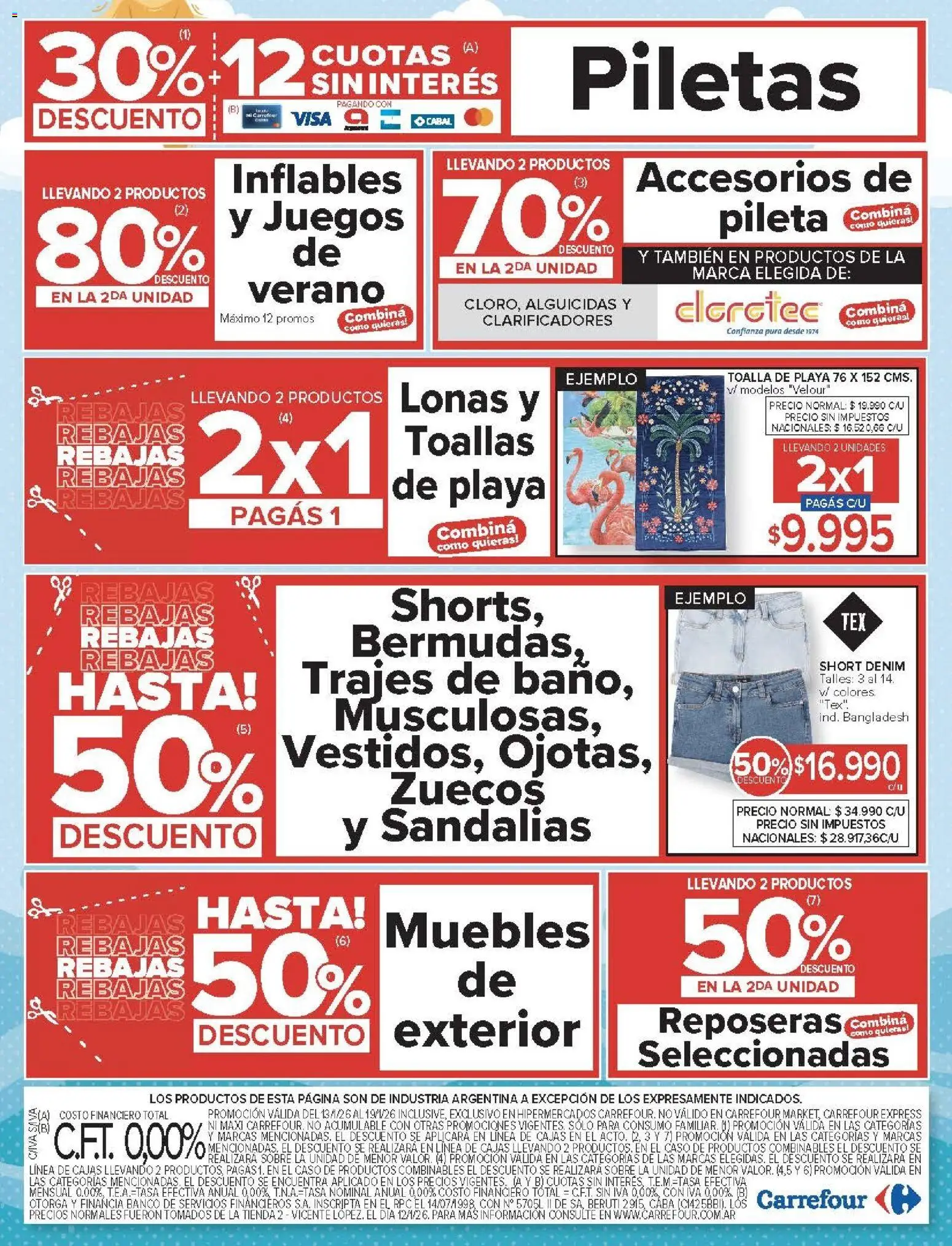 Carrefour ofertas │ válido desde el 13.01.2026 | Página: 21 | Productos: Zuecos, Short, Toallas, Sandalias