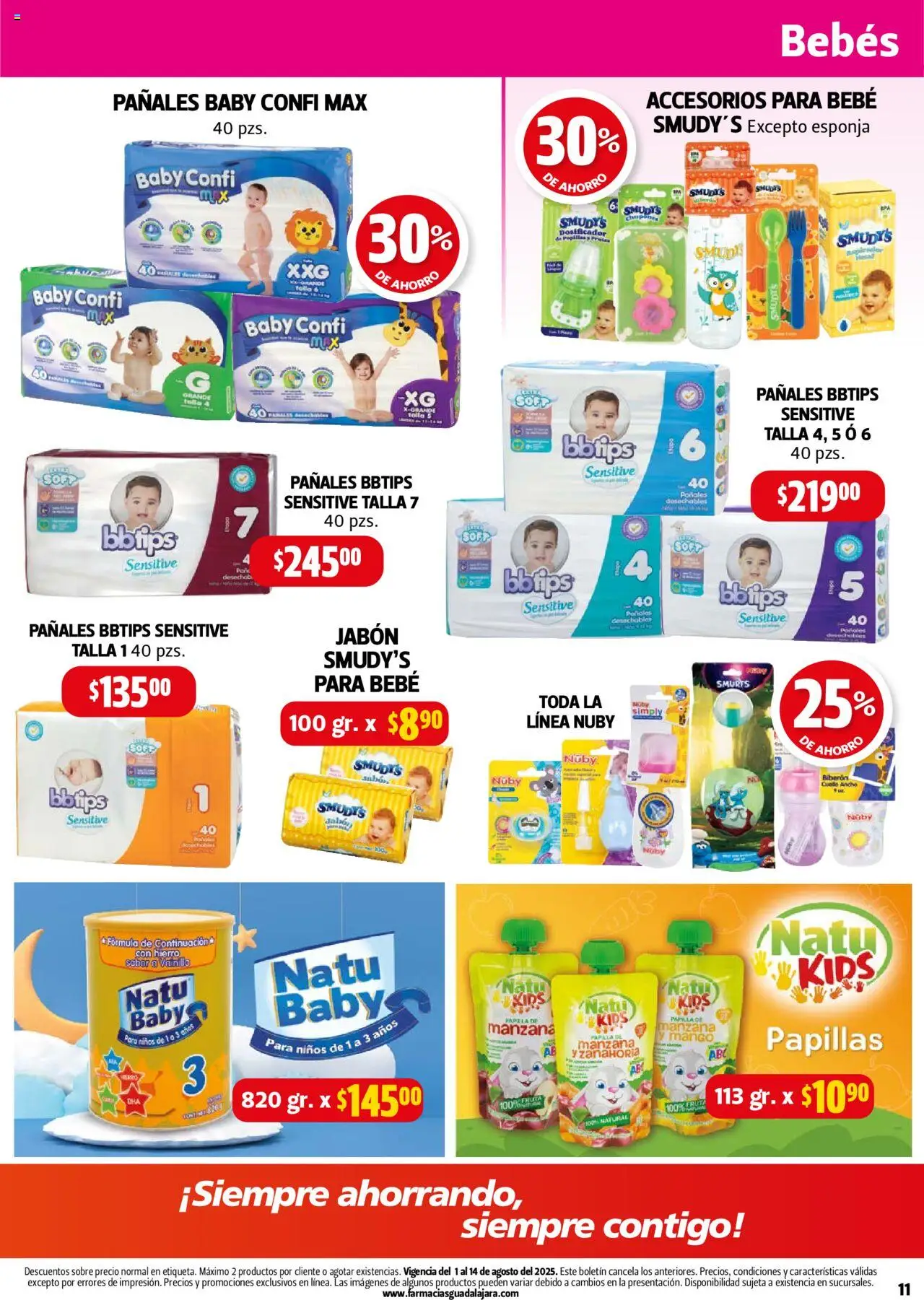Nuevas ofertas de Farmacia Guadalajara válidas en toda la República Mexicana desde el 01.08.2025. ¡Encuentra las mejores ofertas en Farmacia Guadalajara - Catálogo! | Página: 11 | Productos: Biberón, Zanahoria, Sobre, Jabón