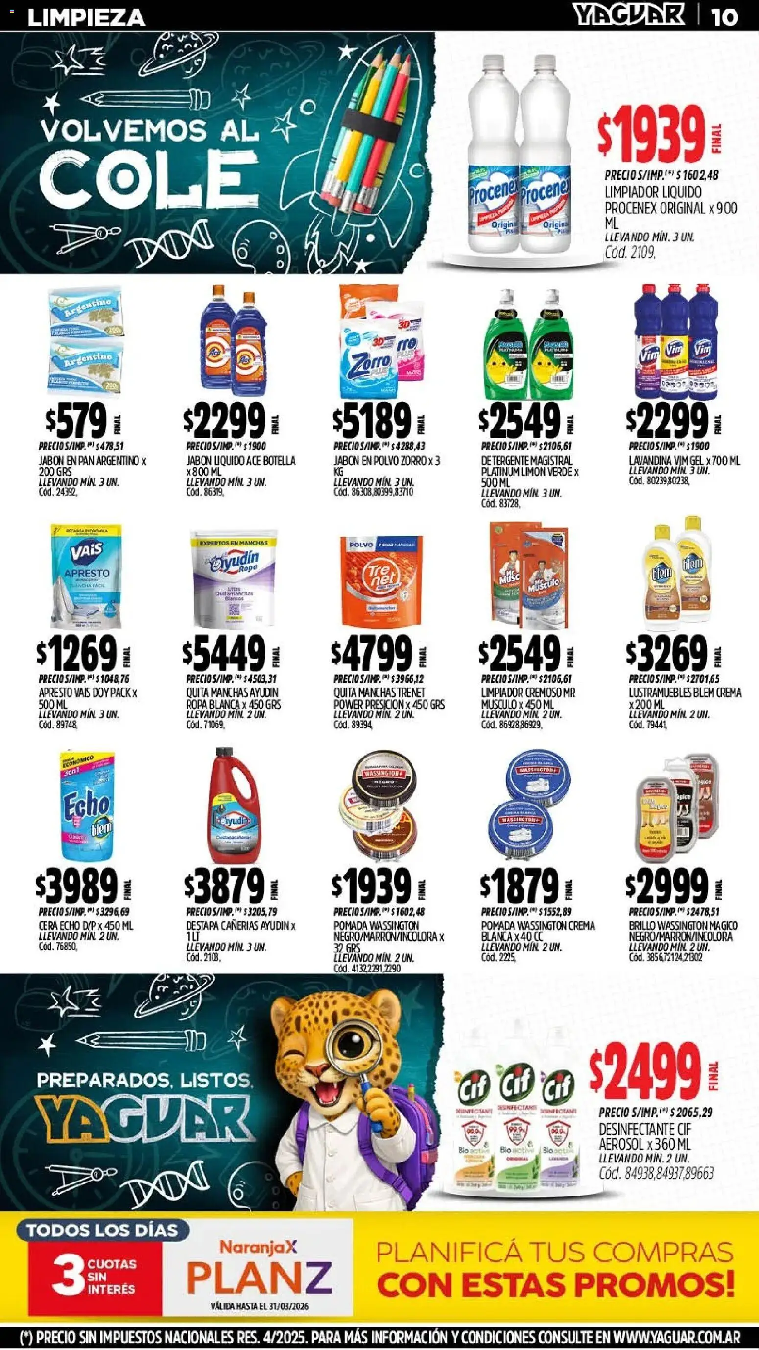 Yaguar - Oferta Semanal Santa Fé │ válido desde el 02.03.2026 | Página: 10 | Productos: Polvo, Jabón líquido, Limón, Pan