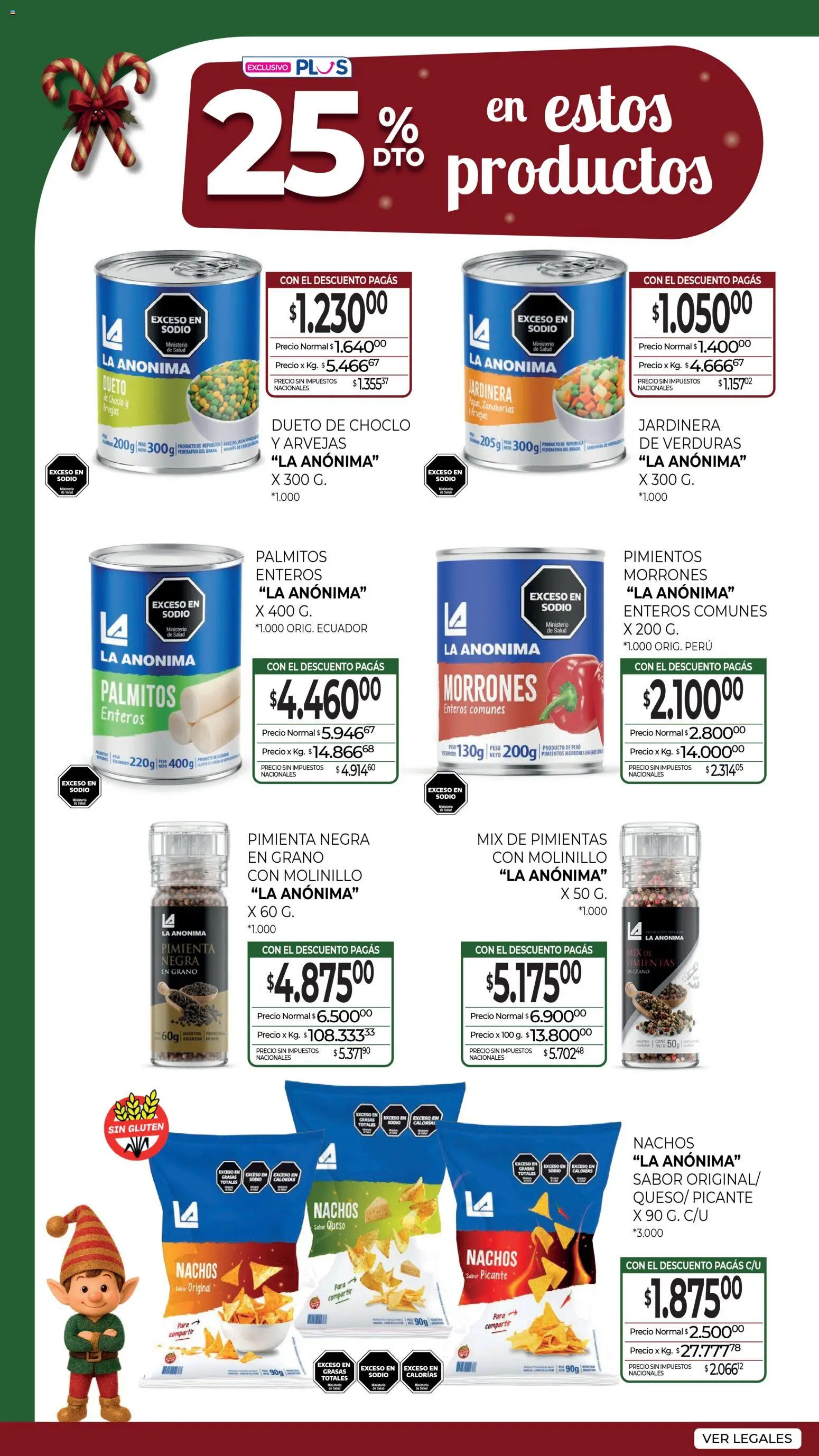 La Anonima catálogo │ válido desde el 04.12.2025 | Página: 13 | Productos: Peso, Choclo, Palmitos, Molinillo