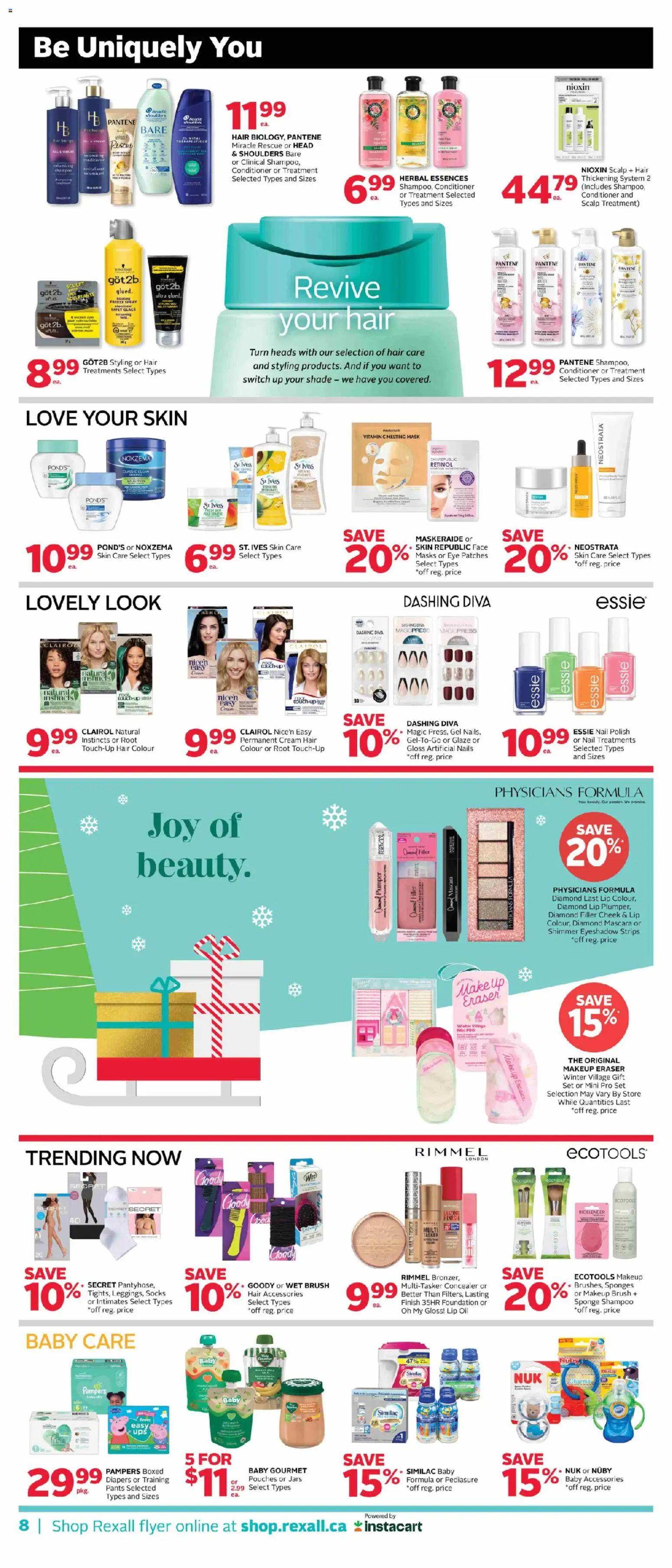 Rexall flyer valid from 28.11.2025 | Page: 15 | Products: Sponge, Mascara, Nail polish, Conditioner