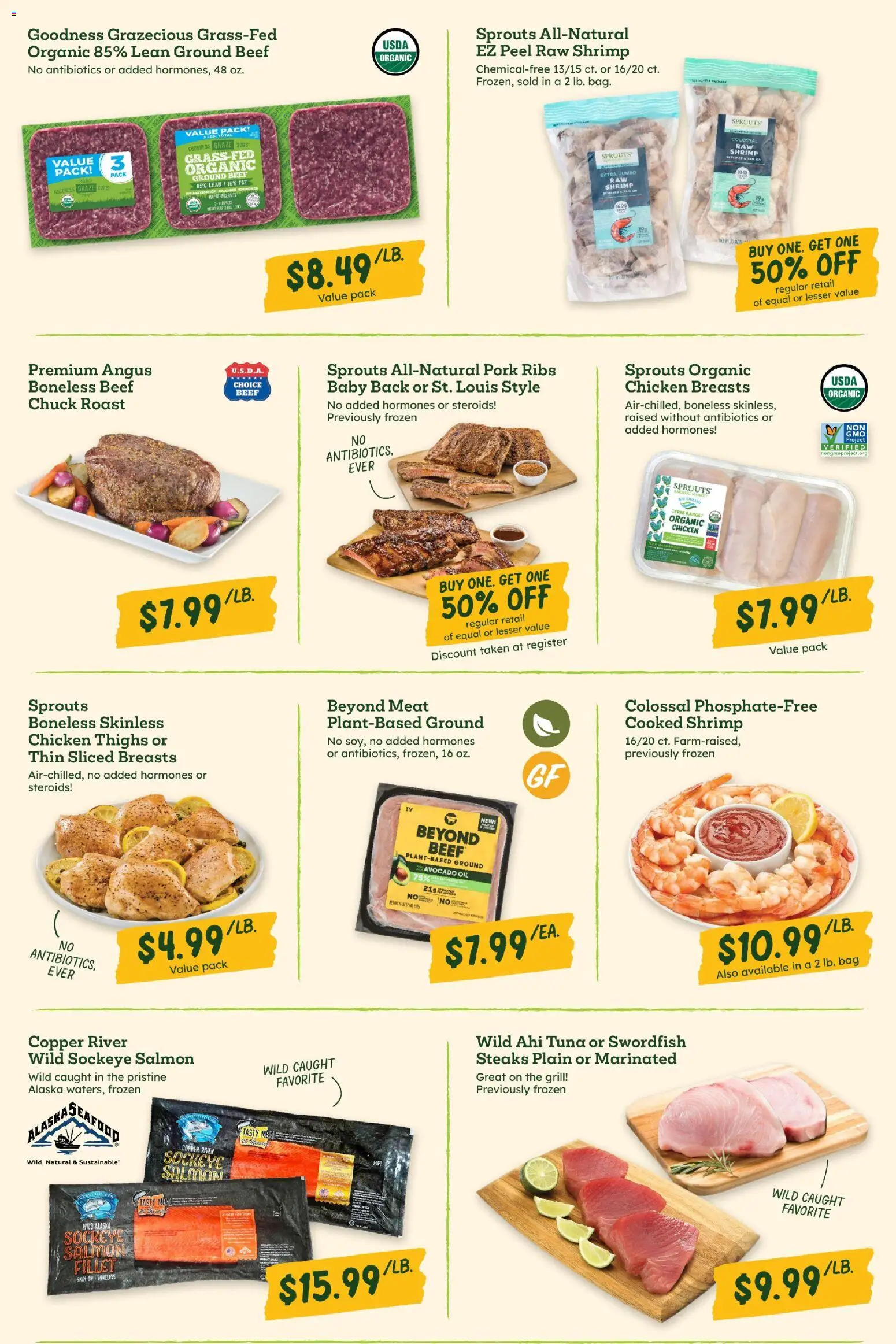 Sprouts Weekly Ad - valid from 10.12.2025 | Page: 3 | Products: Pork, Beef, Seafood, Bag