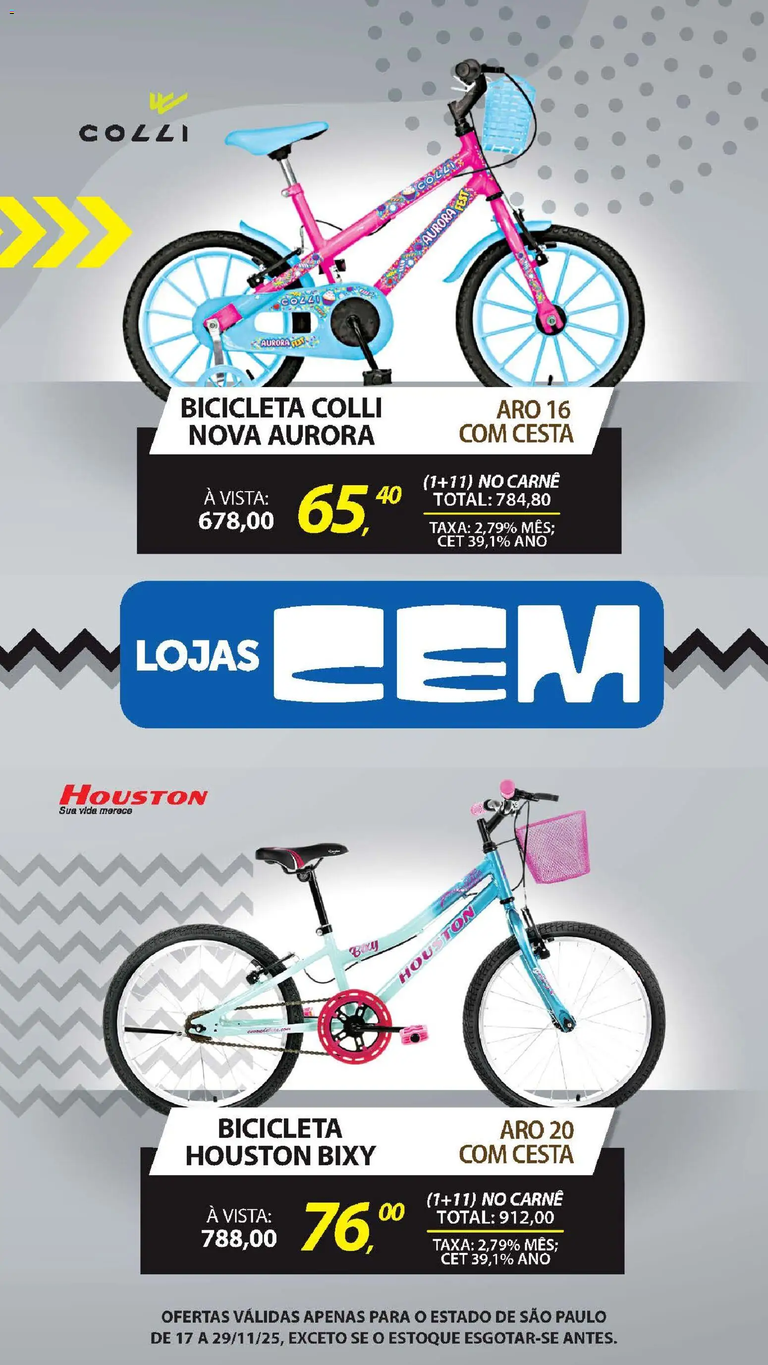 Lojas Cem Folheto - válido de 17.11.2025 | Página: 112 | Produtos: Bicicleta, Cesta, Carne