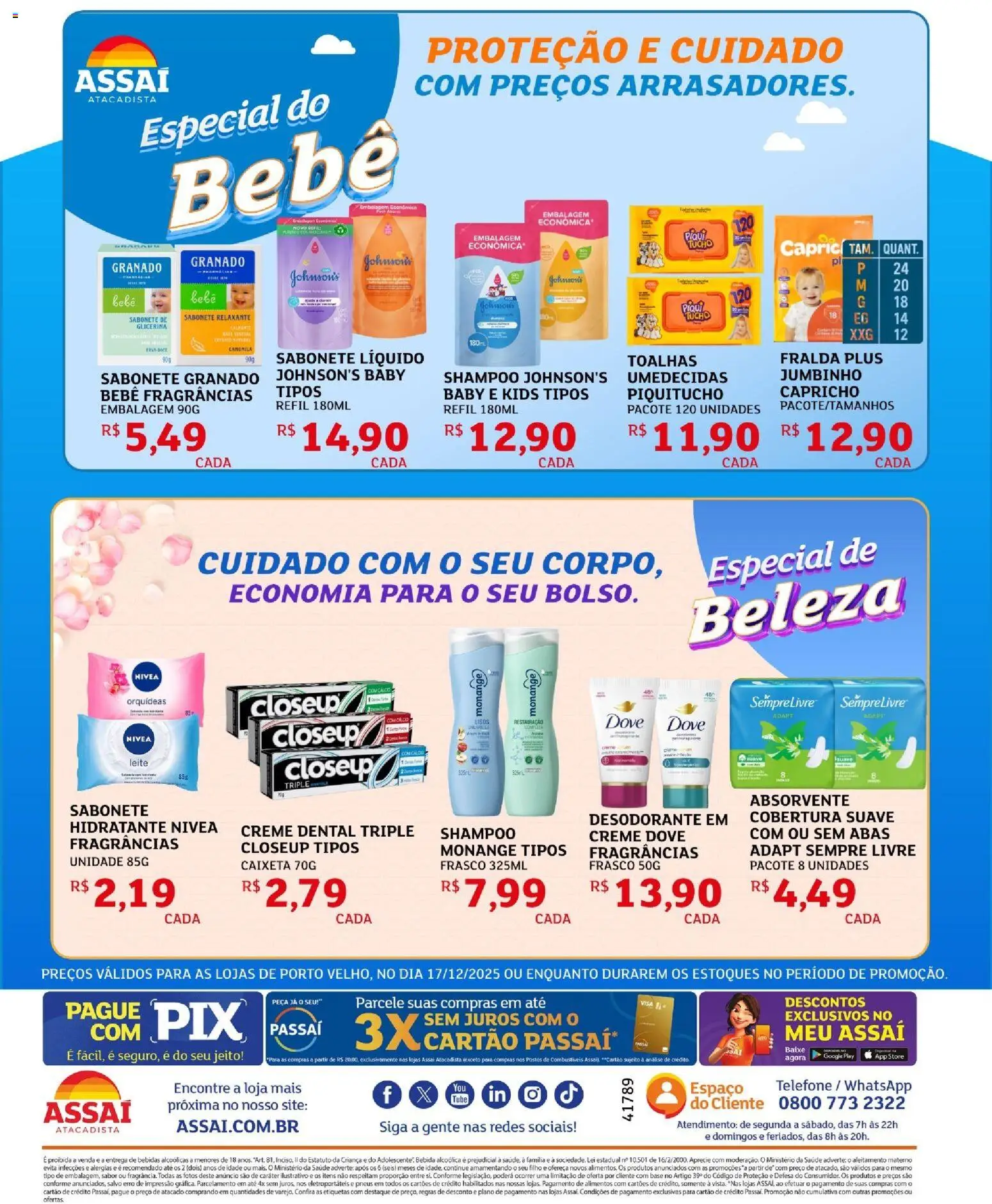 Assaí Atacadista Folheto - válido de 17.12.2025 | Página: 2 | Produtos: Shampoo, Sabonete, Absorvente, Sabonete líquido