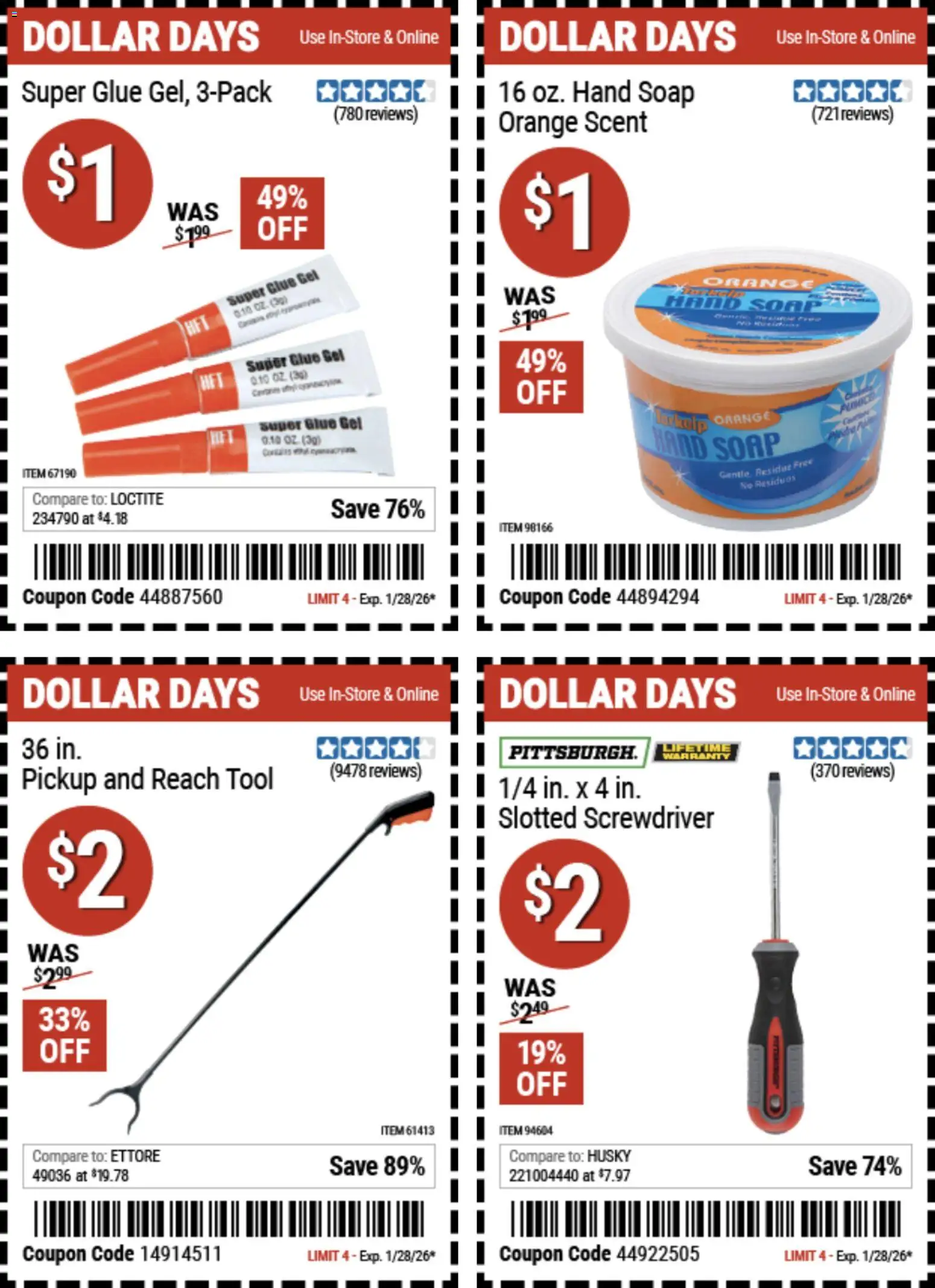 Harbor Freight Dollar Days - valid from 15.01.2026 | Page: 3 | Products: Screwdriver, Soap