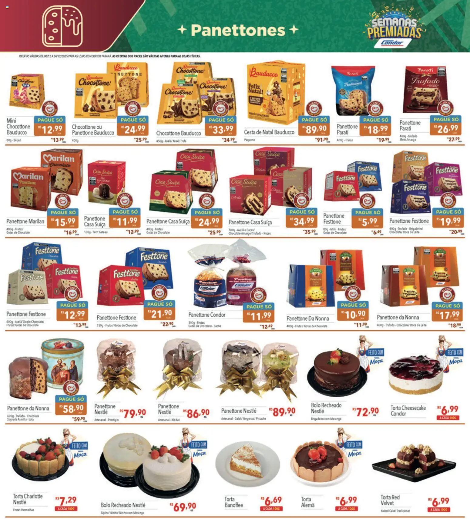 Supermercados Condor Folheto - válido de 08.12.2025 | Página: 3 | Produtos: Panettone bauducco, Leite, Cesta, Doce de leite