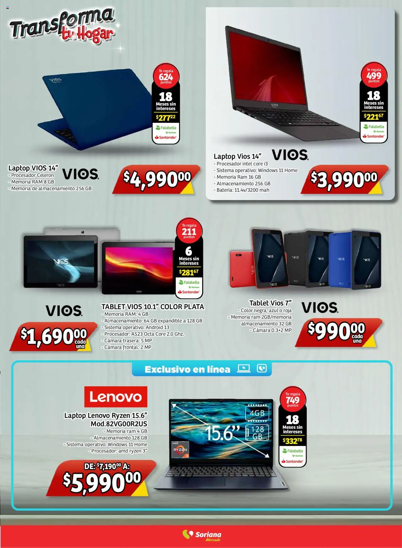 Nuevas ofertas de Soriana válidas en toda la República Mexicana desde el 28.08.2025. ¡Encuentra las mejores ofertas en Soriana - Transforma tu hogar Mercado Nacional! | Página: 8 | Productos: Tablet, Cámara, Té, Batería