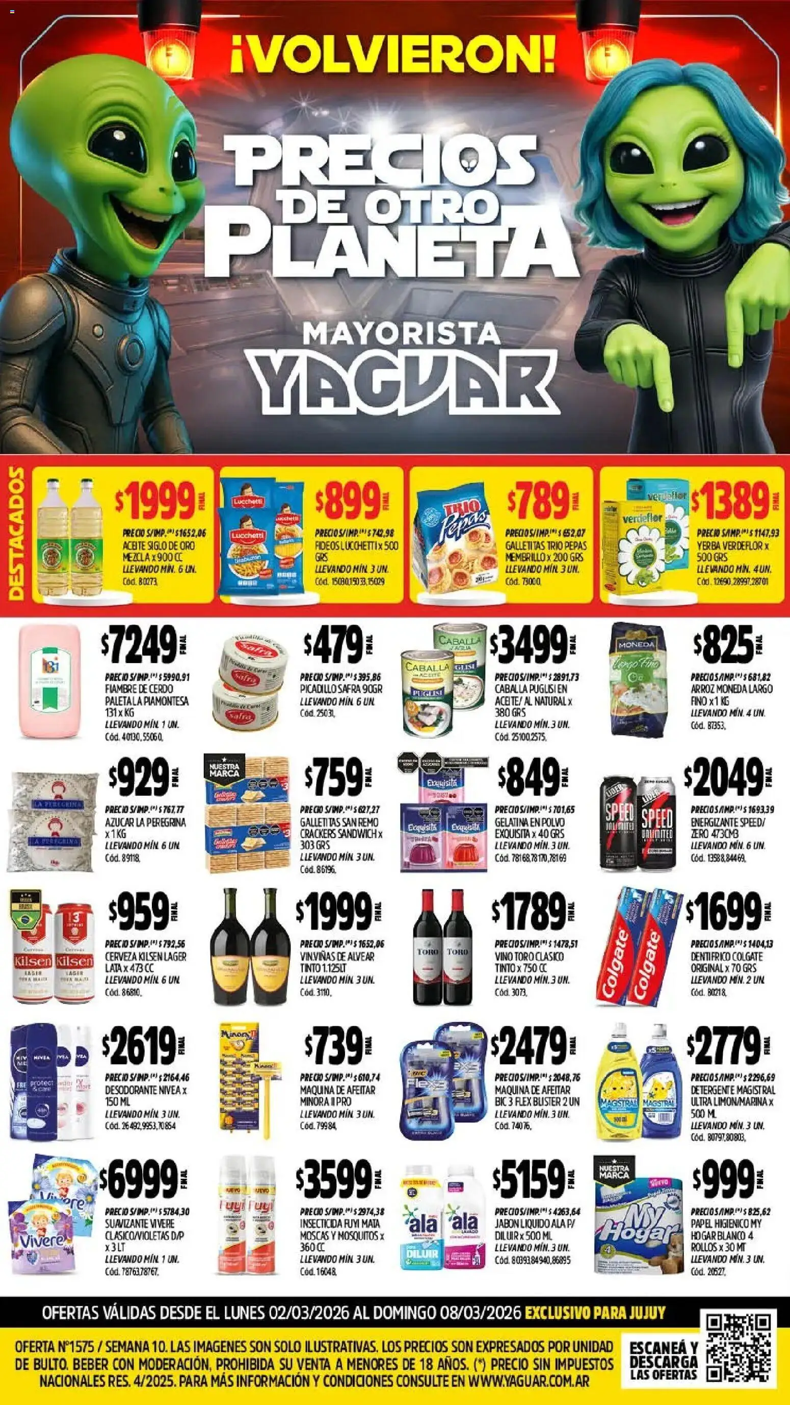 Yaguar - Oferta Semanal Jujuy │ válido desde el 02.03.2026 | Página: 1 | Productos: Maquina de afeitar, Gelatina, Jabón, Arroz