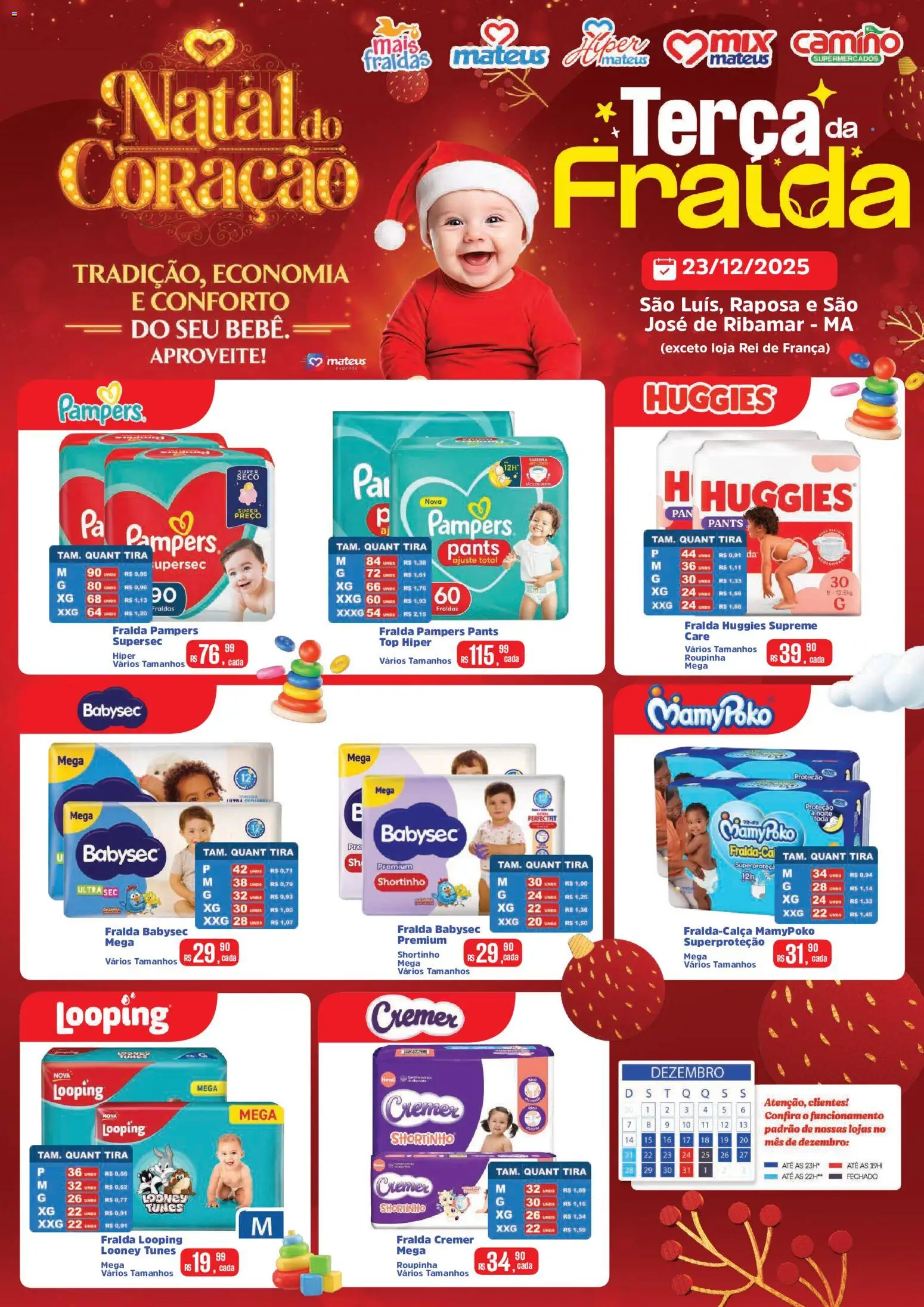 Mateus Folheto - válido de 23.12.2025 | Página: 1 | Produtos: Fralda pampers, Pampers, Fraldas, Pá