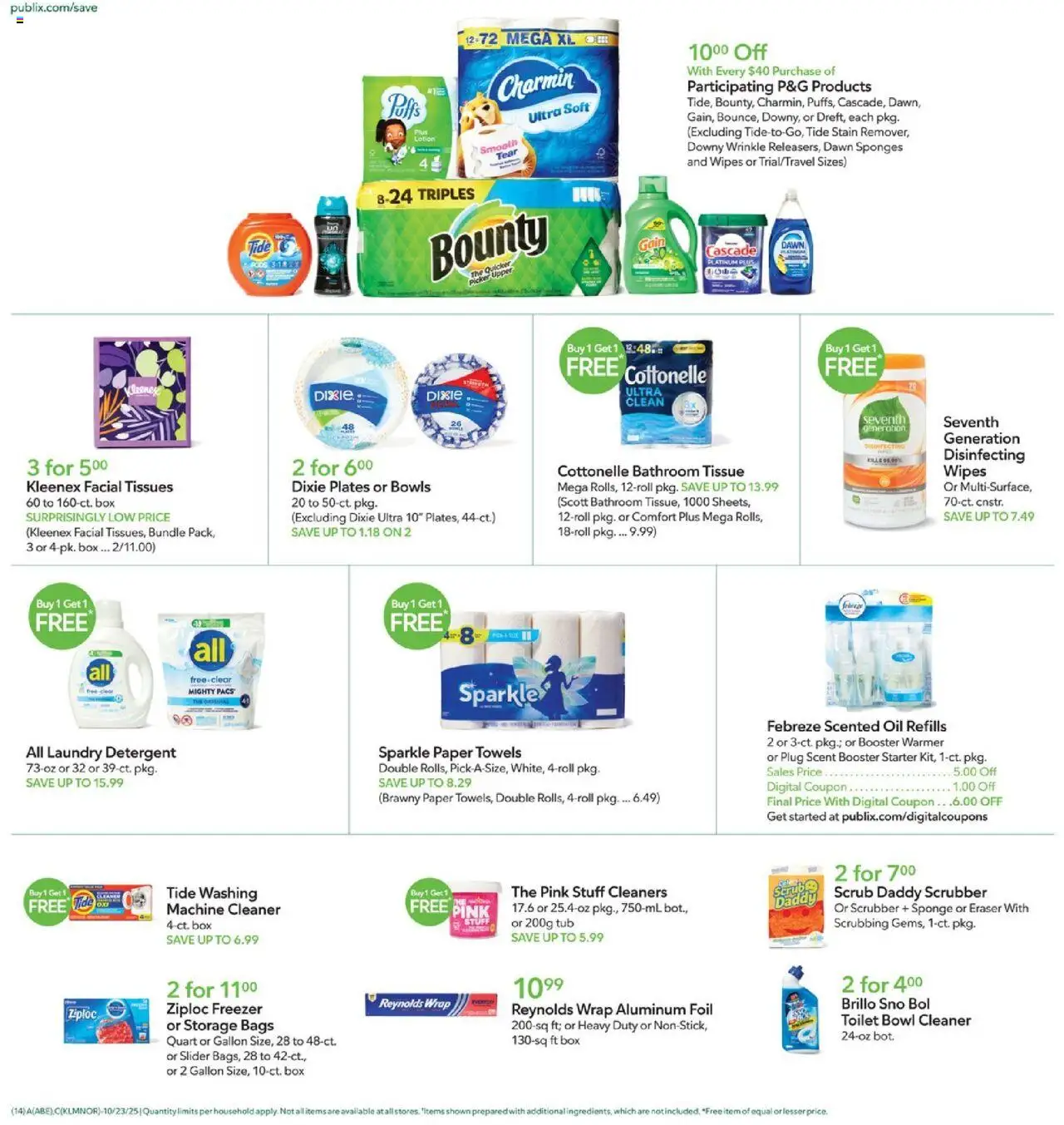 Publix Weekly Ad - valid from 22.10.2025 | Page: 14 | Products: Picker, Eraser, Detergent, Freezer