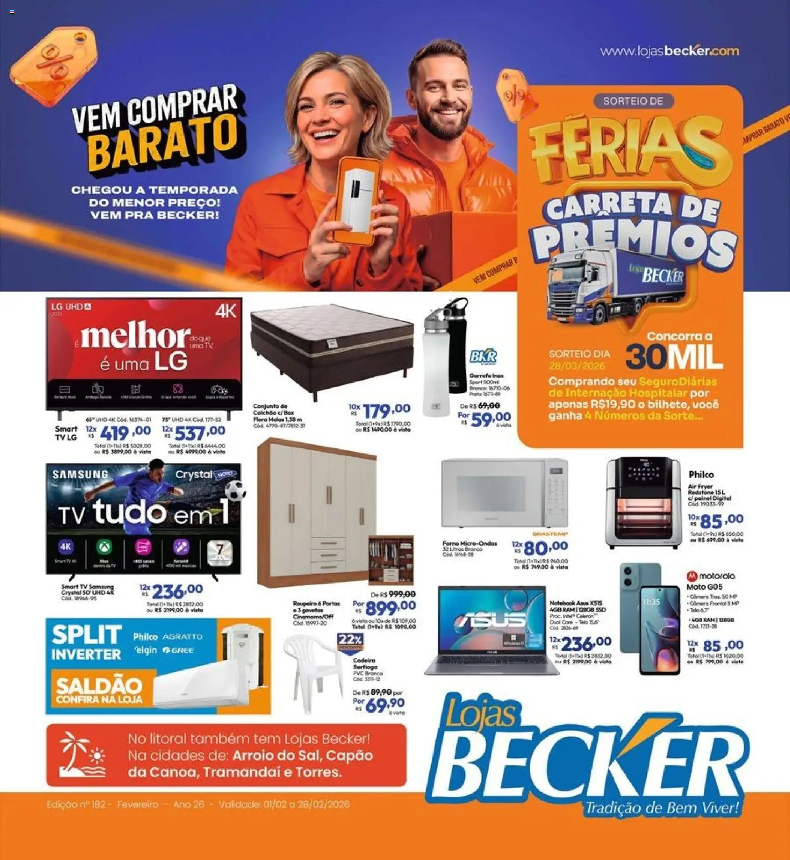 Lojas Becker Folheto - válido de 01.02.2026 | Página: 1 | Produtos: smart TV, Colchão, Air fryer, Tv