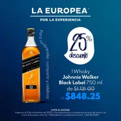 Vista previa de La Europea catálogo Johnnie Walker Black Label, nuevo folleto de la tienda, válido en México a partir del 28.10.2025