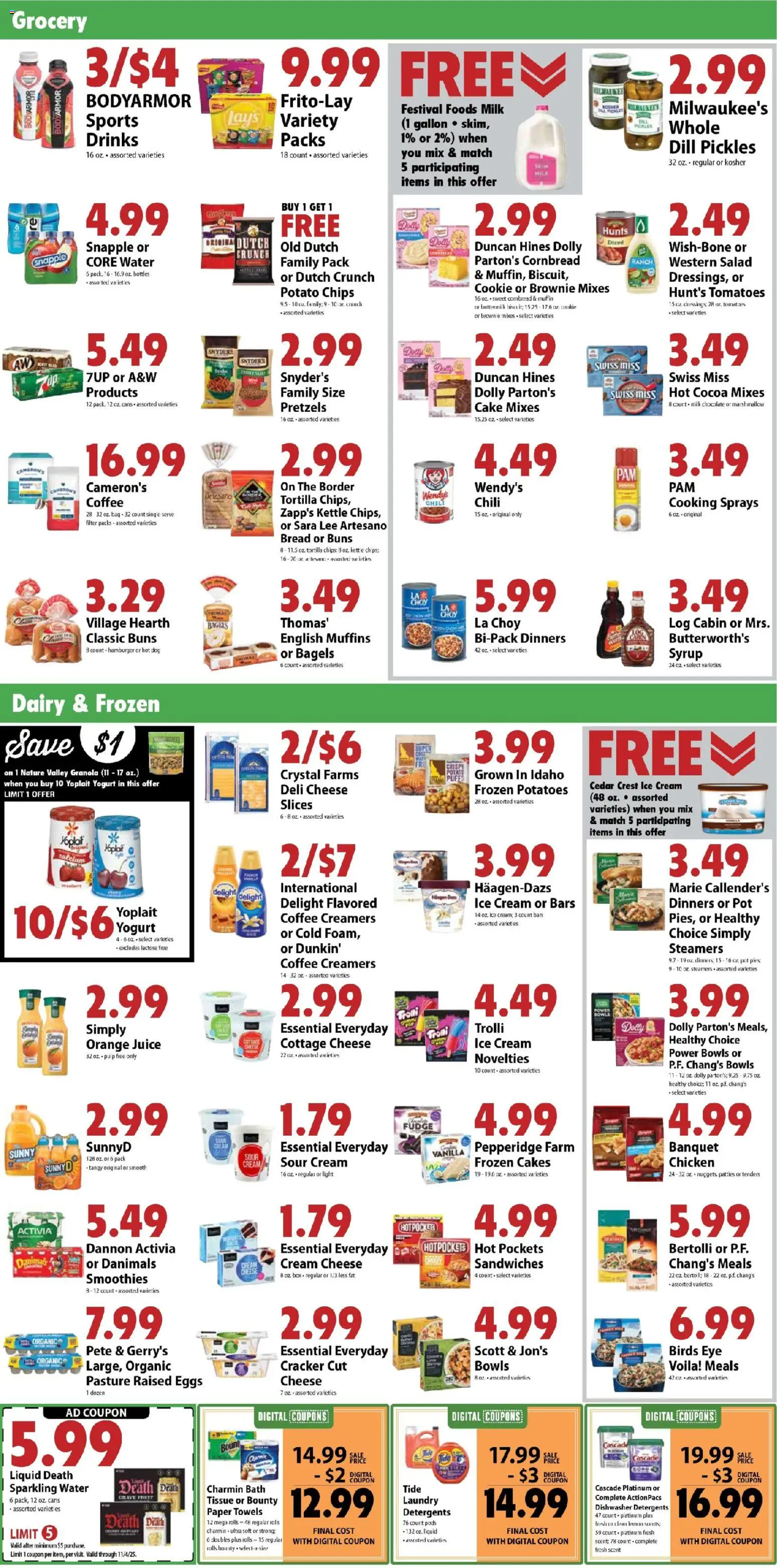 Festival Foods Weekly Ad - valid from 29.10.2025 | Page: 4 | Products: Chocolate, Cottage cheese, Water, Muffin