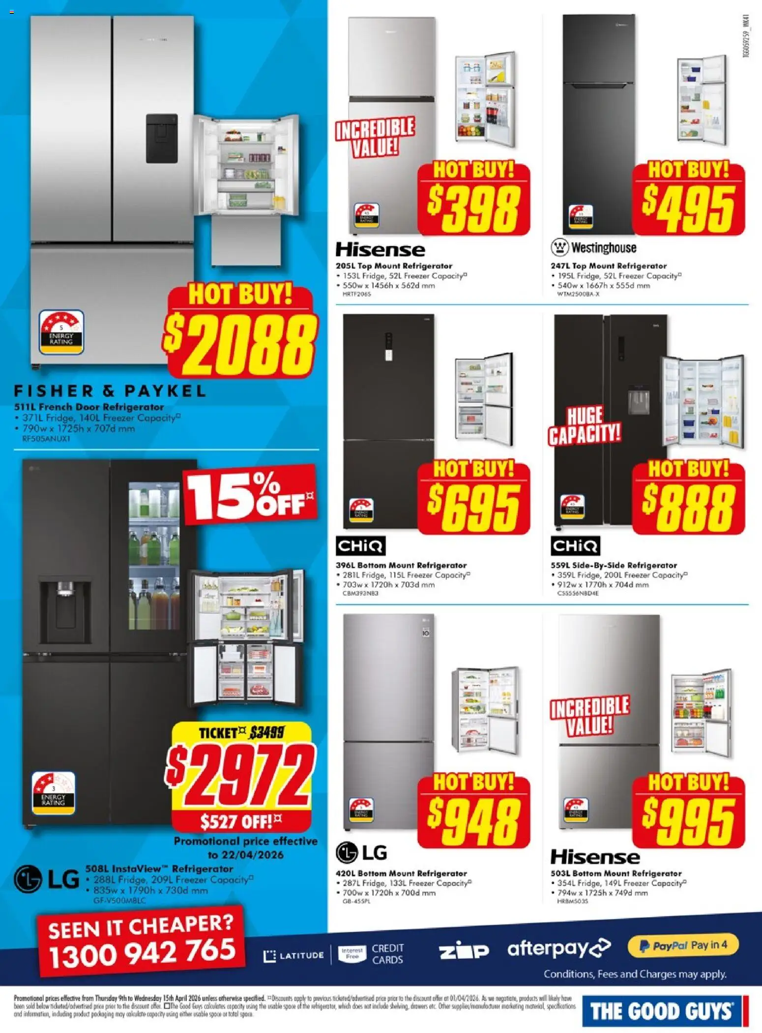 The Good Guys catalogue - valid from 08.04.2026 | Page: 4 | Products: Door, Freezer, Refrigerator