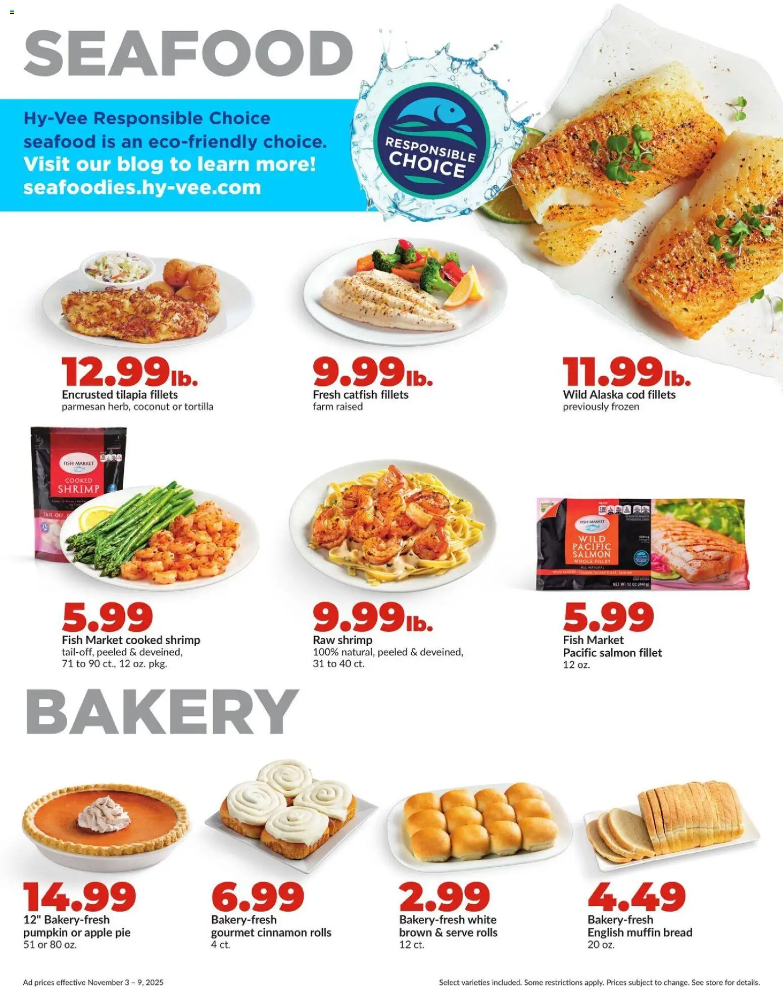 HyVee Weekly Ad - valid from 03.11.2025 | Page: 15 | Products: Fish, Seafood, Pumpkin, Apple Pie