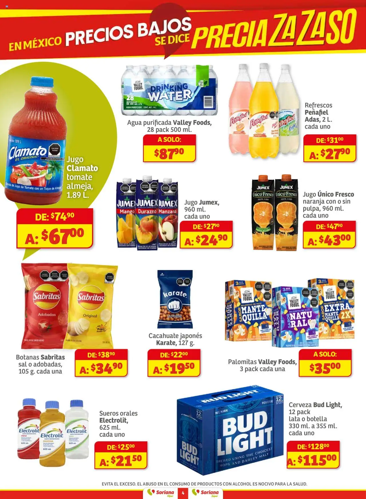 Nuevas ofertas de Soriana válidas en toda la República Mexicana desde el 18.09.2025. ¡Encuentra las mejores ofertas en Soriana - Preciazazaso Híper: Chih, Coah, Tamaulipas! | Página: 4 | Productos: Cacahuate, Tomate, Manzana, Agua