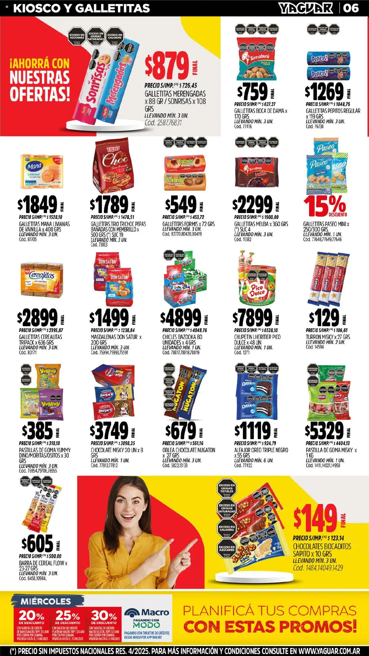 Yaguar - Santa Fe │ válido desde el 18.08.2025 | Página: 6 | Productos: Banco, Chocolate, Alfajor, Turrón