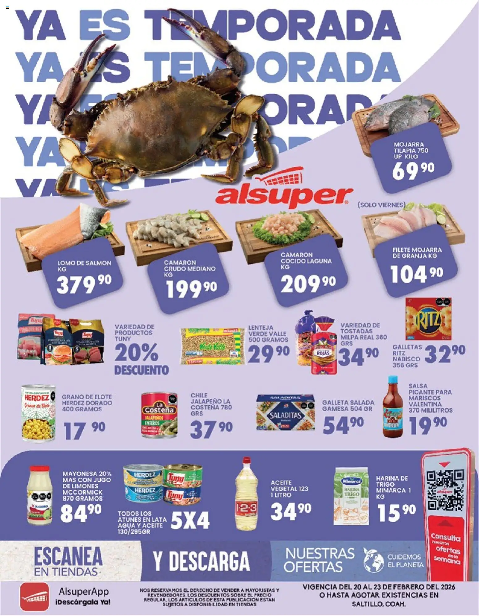 Nuevas ofertas de Alsuper válidas en toda la República Mexicana desde el 20.02.2026. ¡Encuentra las mejores ofertas en Alsuper folleto Saltillo! | Página: 1 | Productos: Harina, Mayonesa, Agua, Aceite