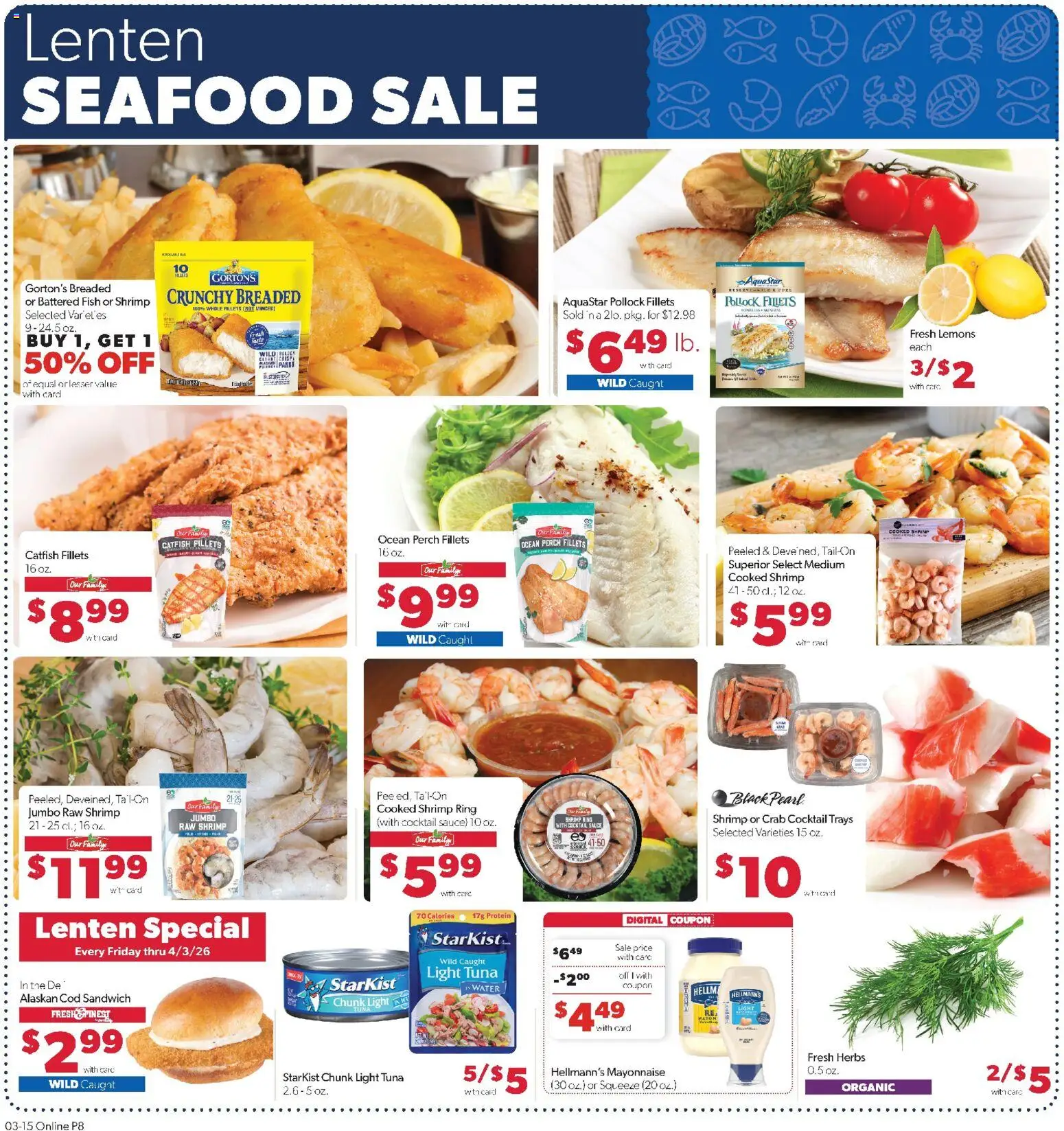 Family Fare Weekly Ad - valid from 15.03.2026 | Page: 7 | Products: Fish, Water, Mayonnaise, Sauce